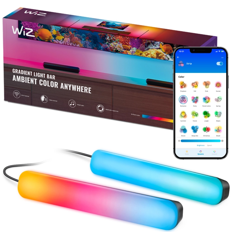 2x Lampa LED Biurkowa Gamingowa RGBIC Gradient 30cm Light Bar Inteligentna SMART WiFi Bluetooth Aplikacja WiZ - główne zdjęcie produktu