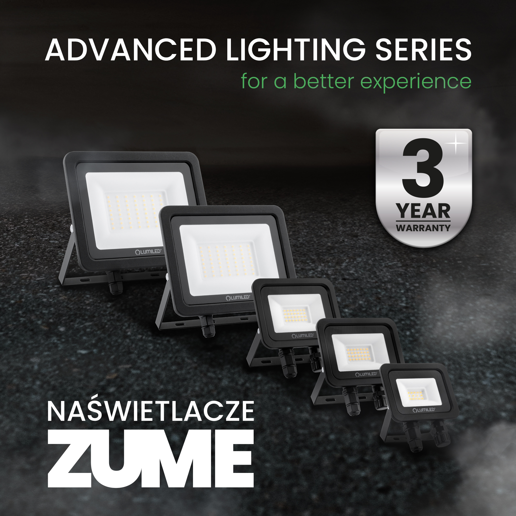 Naświetlacz LED ZUME 20W 2200lm 4000K IP65 Czarny Advanced Lighting Series LUMILED - czwarta cecha produktu