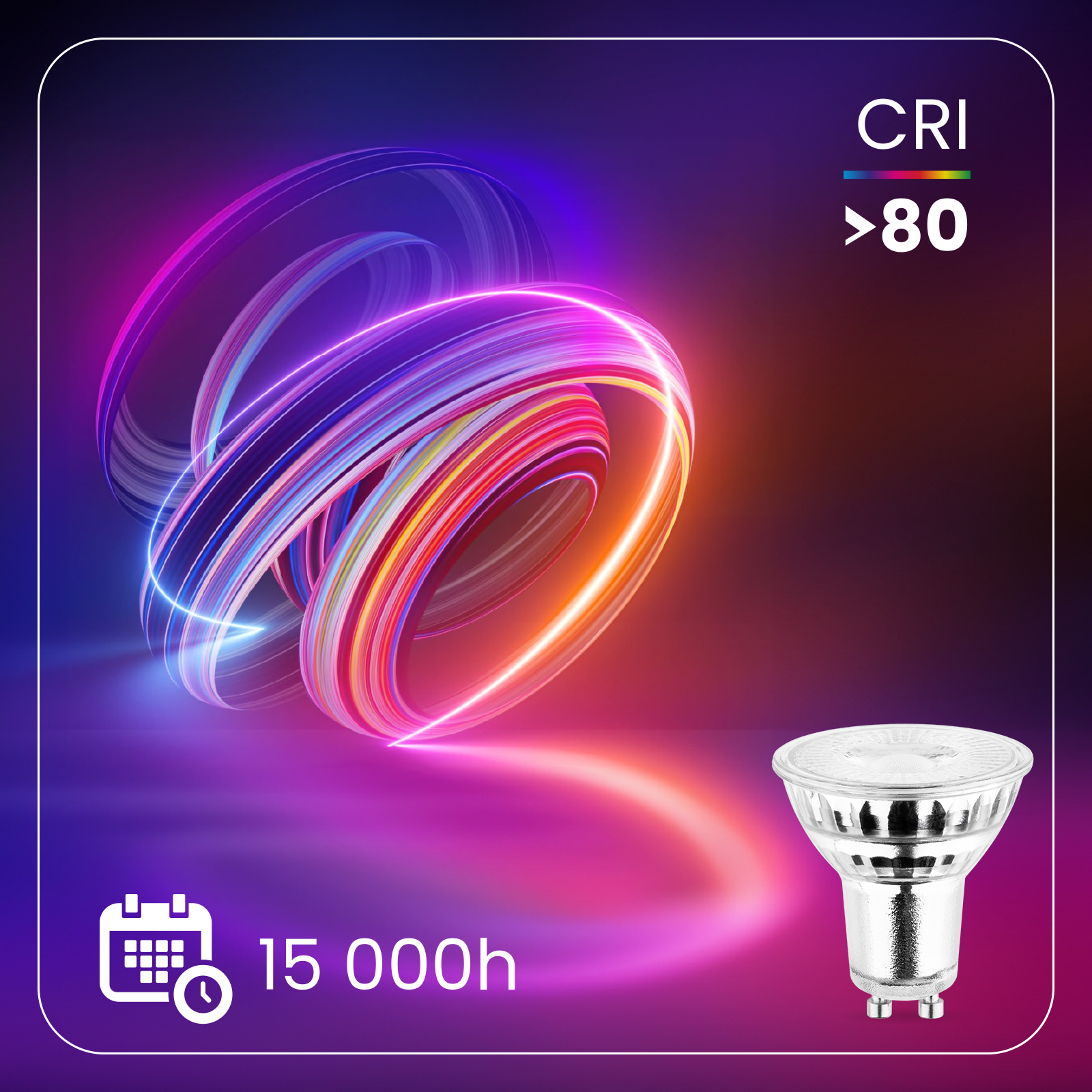 Żarówka LED GU10 Reflektor PAR16 6W = 50W 580lm 6500K Zimna 120° LUMILED - druga cecha produktu