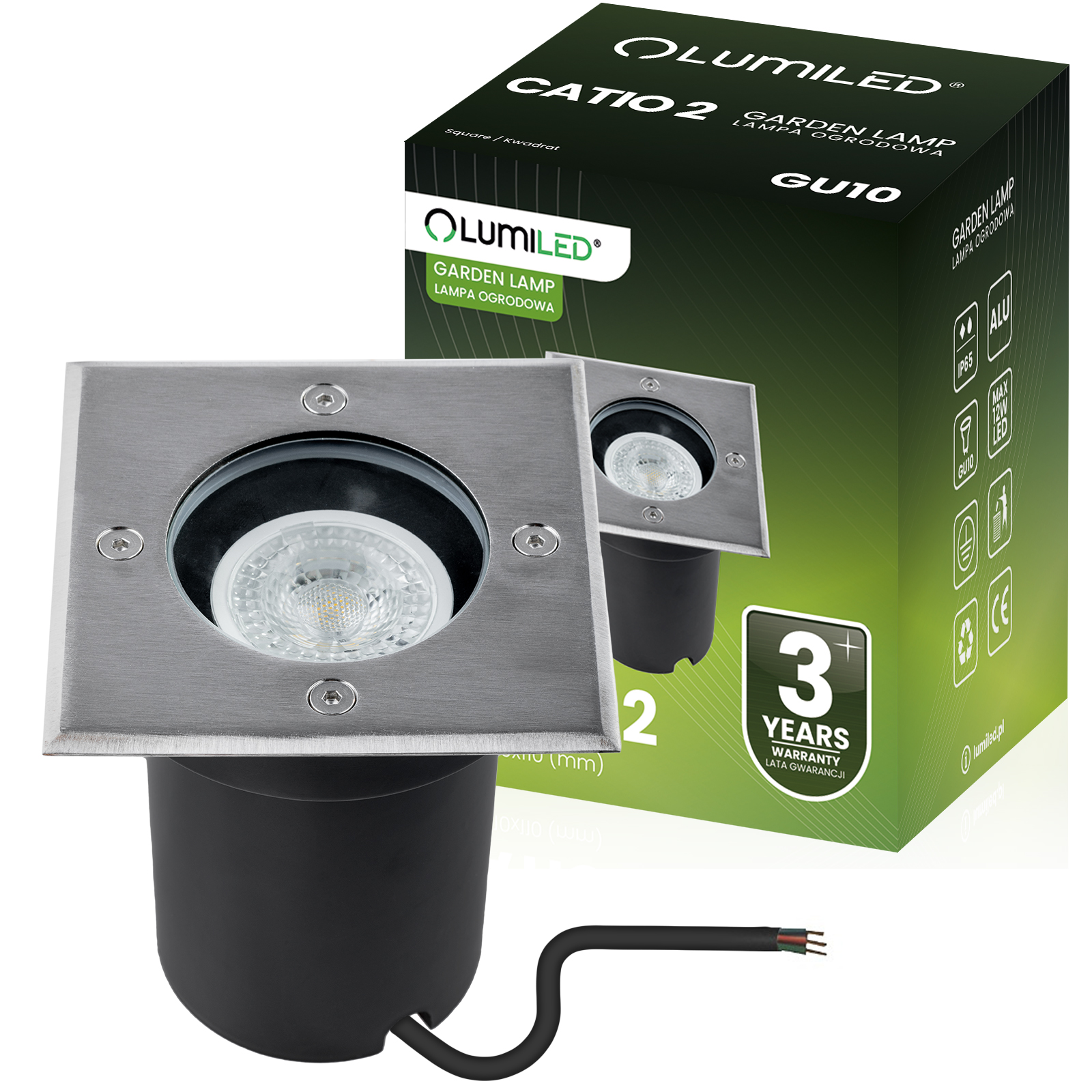 Oprawa Najazdowa Lampa Dogruntowa Wpuszczana GU10 IP65 IK09 Kwadrat CATIO 2 LUMILED - główne zdjęcie produktu