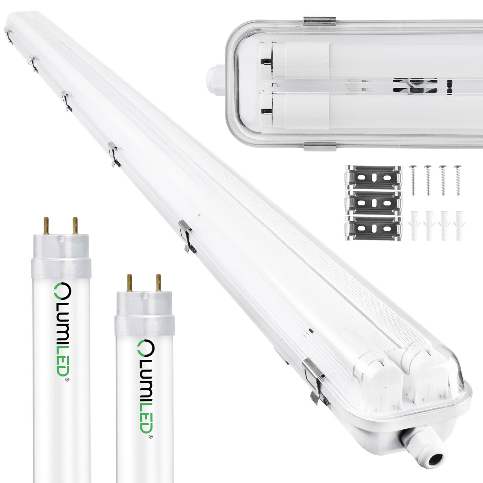 Oprawa Hermetyczna Pyłoszczelna 150cm 2xT8 G13 IP65 + Świetlówki LED 25W 4000K Lumiled - skład produktu