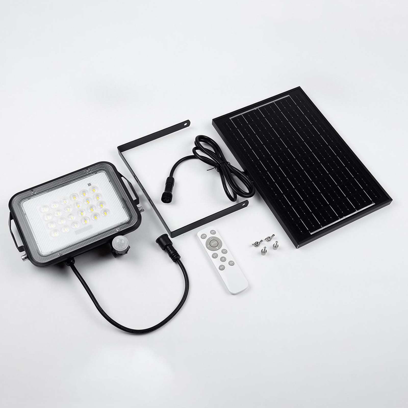 Naświetlacz Solarny LED Halogen 100W Lampa Ogrodowa 4000K IP65 Czujnik Ruchu PIR + Pilot FULGOR LUMILED - skład produktu