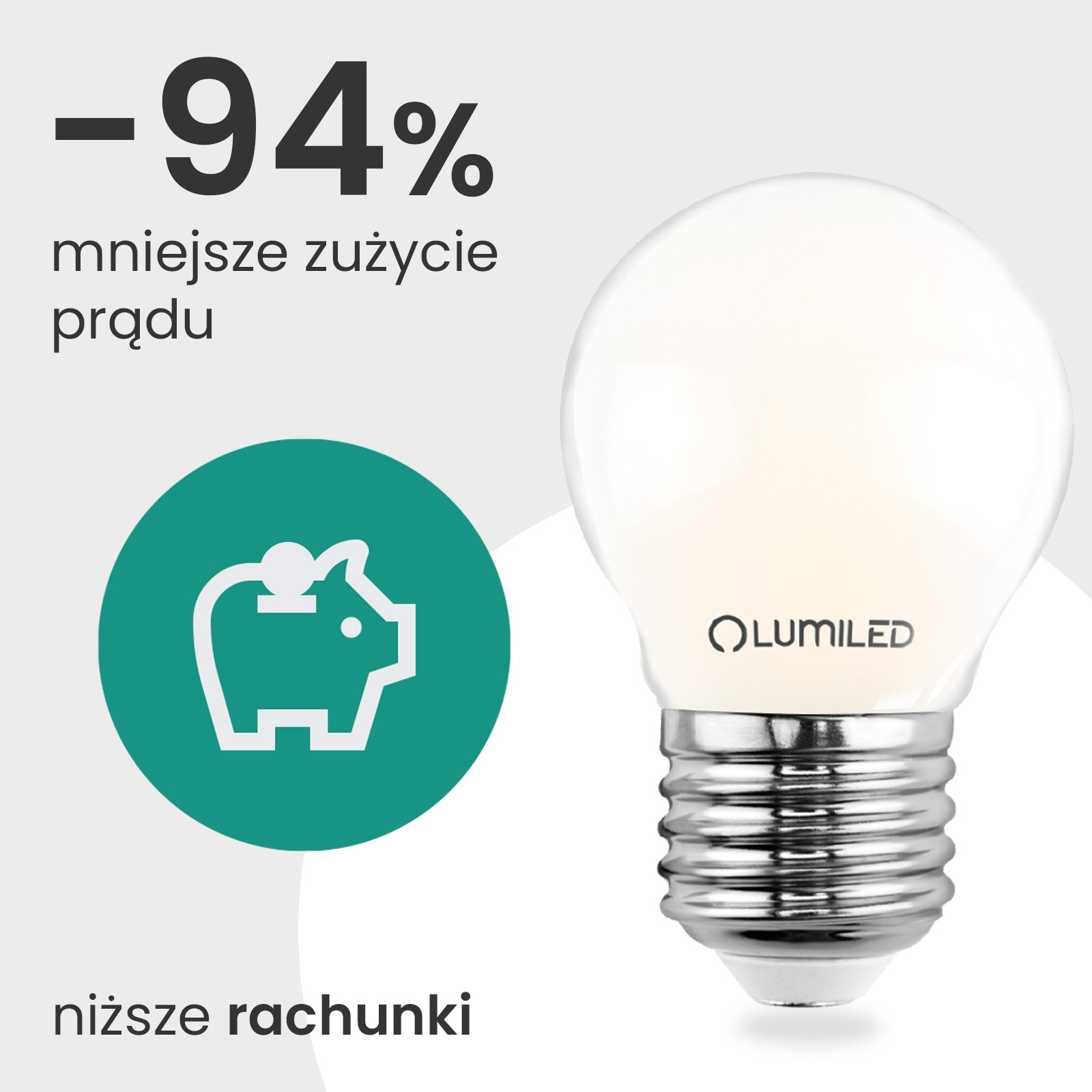 6x Żarówka LED E27 Kulka P45 2,2W 470lm = 40W 2700K Ciepła 360° Filament KLASA A LUMILED - pierwsza cecha produktu