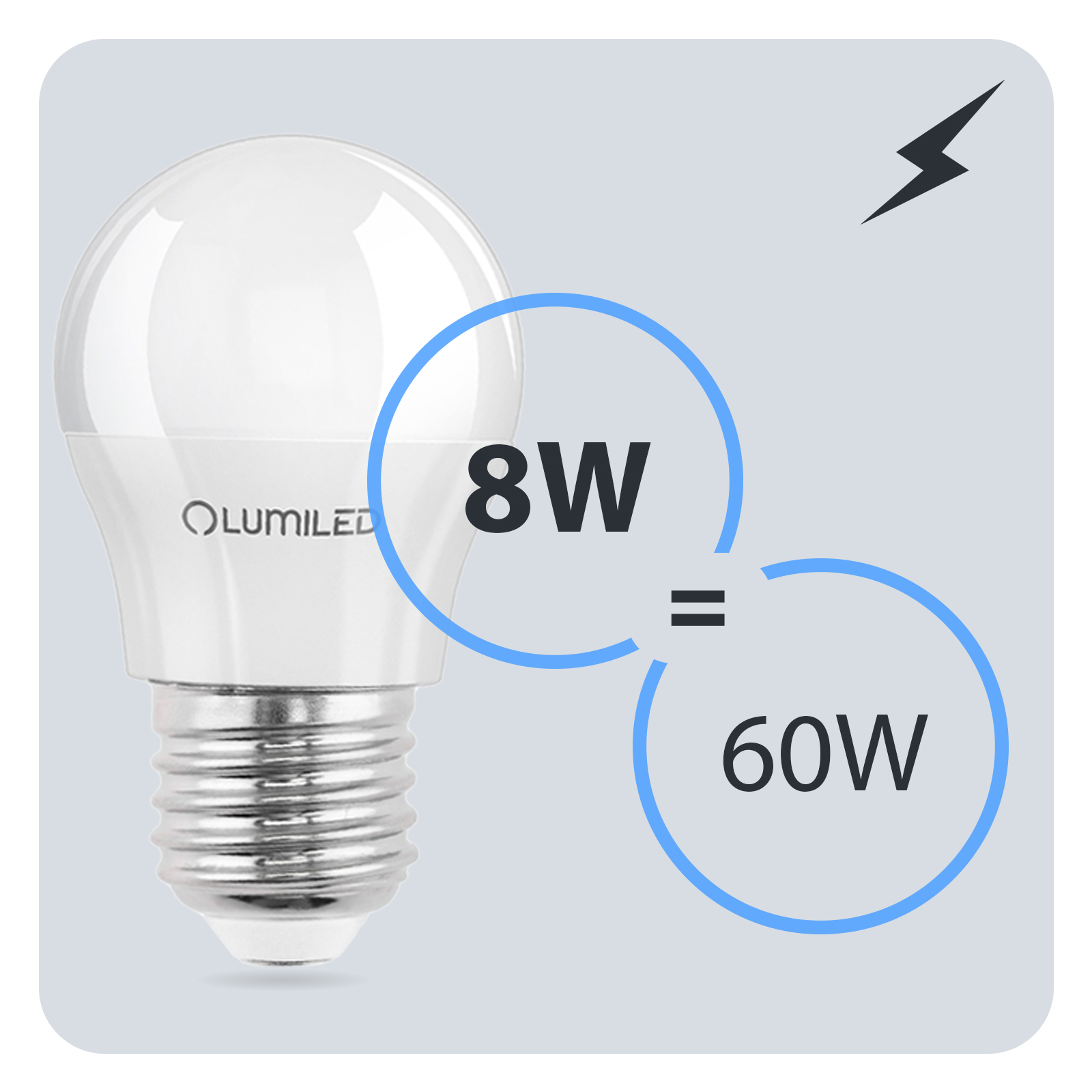 Żarówka LED E27 Kulka P45 8W = 60W 806lm 3000K Ciepła 180° LUMILED - trzecia cecha produktu