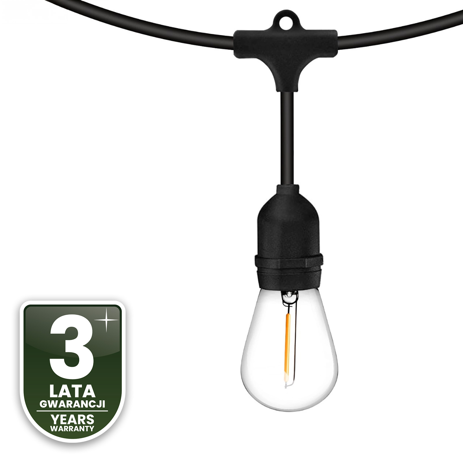 Girlanda Ogrodowa Zewnętrzna MALUS Łańcuch Świetlny 15m 15xE27 + Żarówki LED 1W Ciepła Lumiled - czwarta cecha produktu