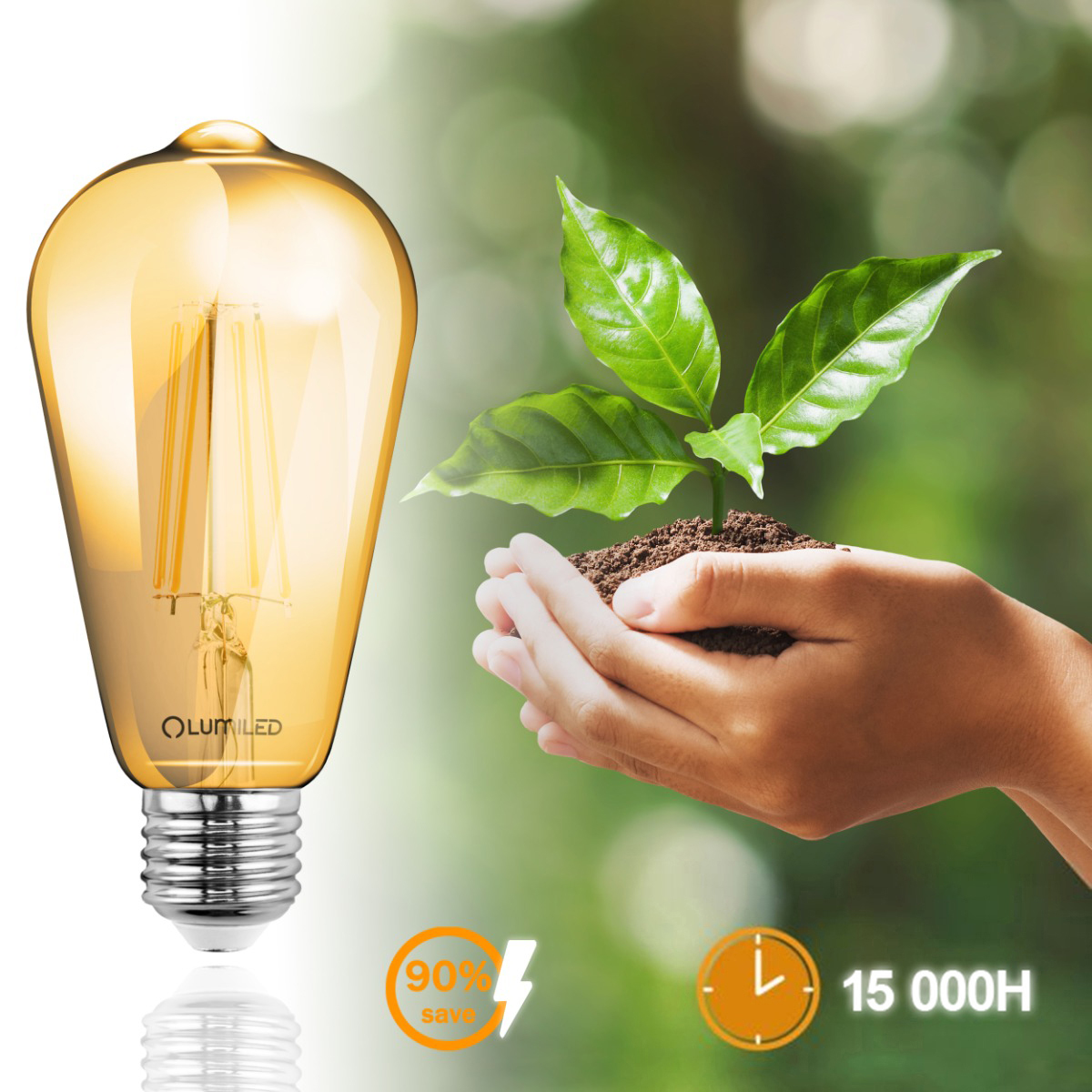 Żarówka LED E27 Edison ST64 6W = 50W 660lm 2000K Ciepła 360° FILAMENT LUMILED - druga cecha produktu