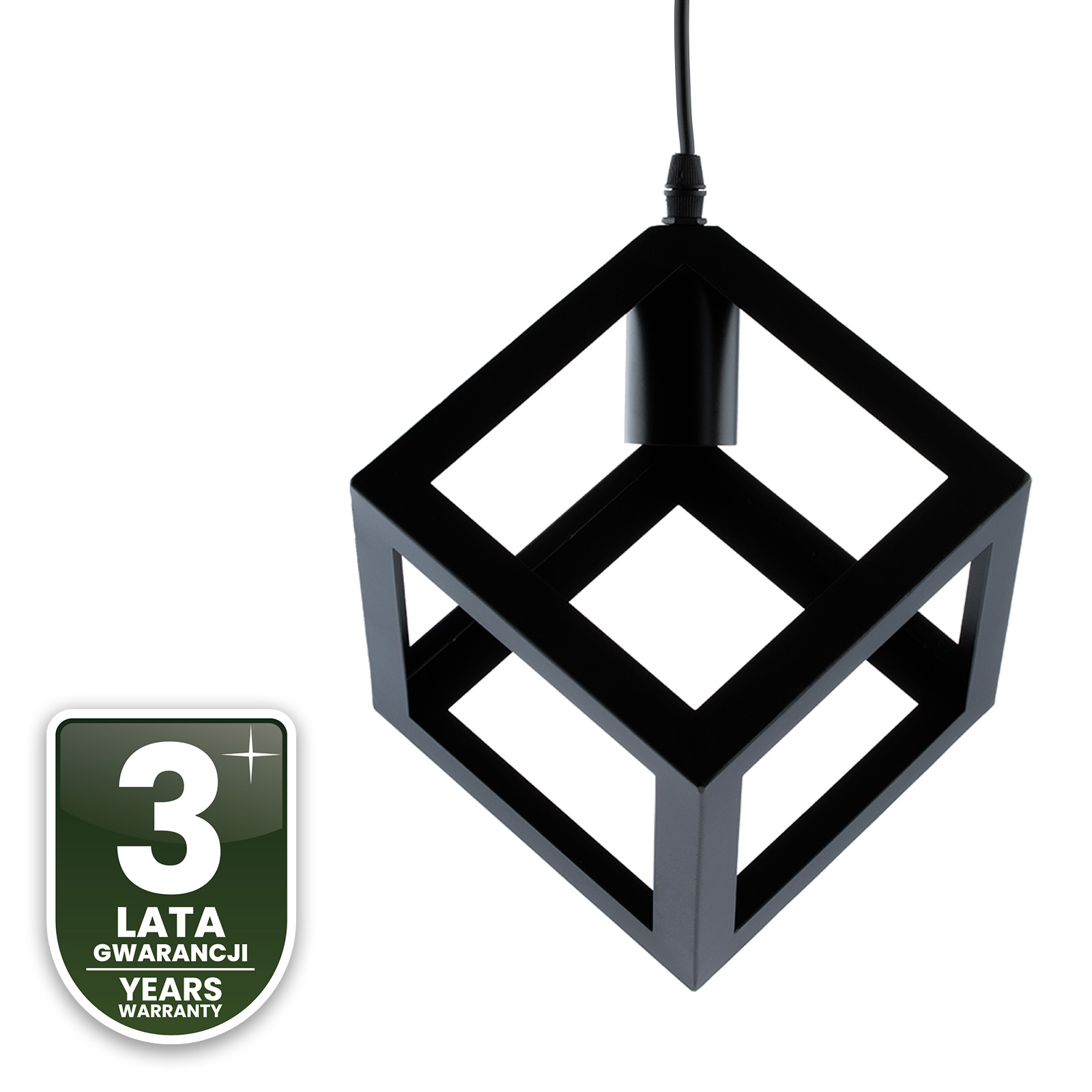 Lampa Wisząca Sufitowa Geometryczna Kwadrat Zwis LED E27 TALUS Czarna LUMILED - czwarta cecha produktu