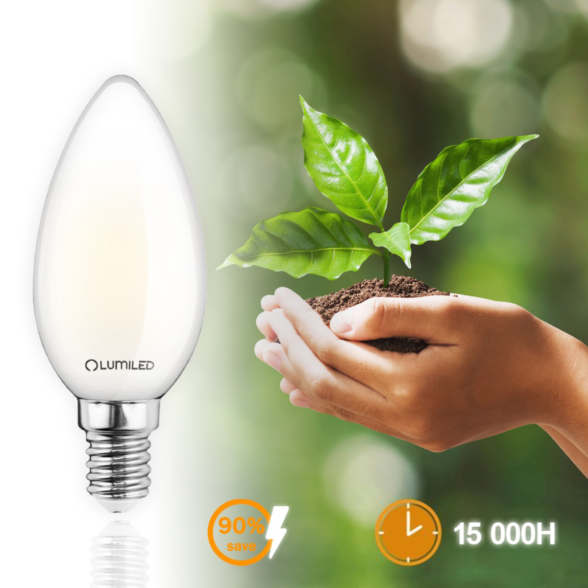 Żarówka LED E14 Świeczka B35 7W = 60W 806lm 3000K Ciepła 360° FILAMENT LUMILED - druga cecha produktu