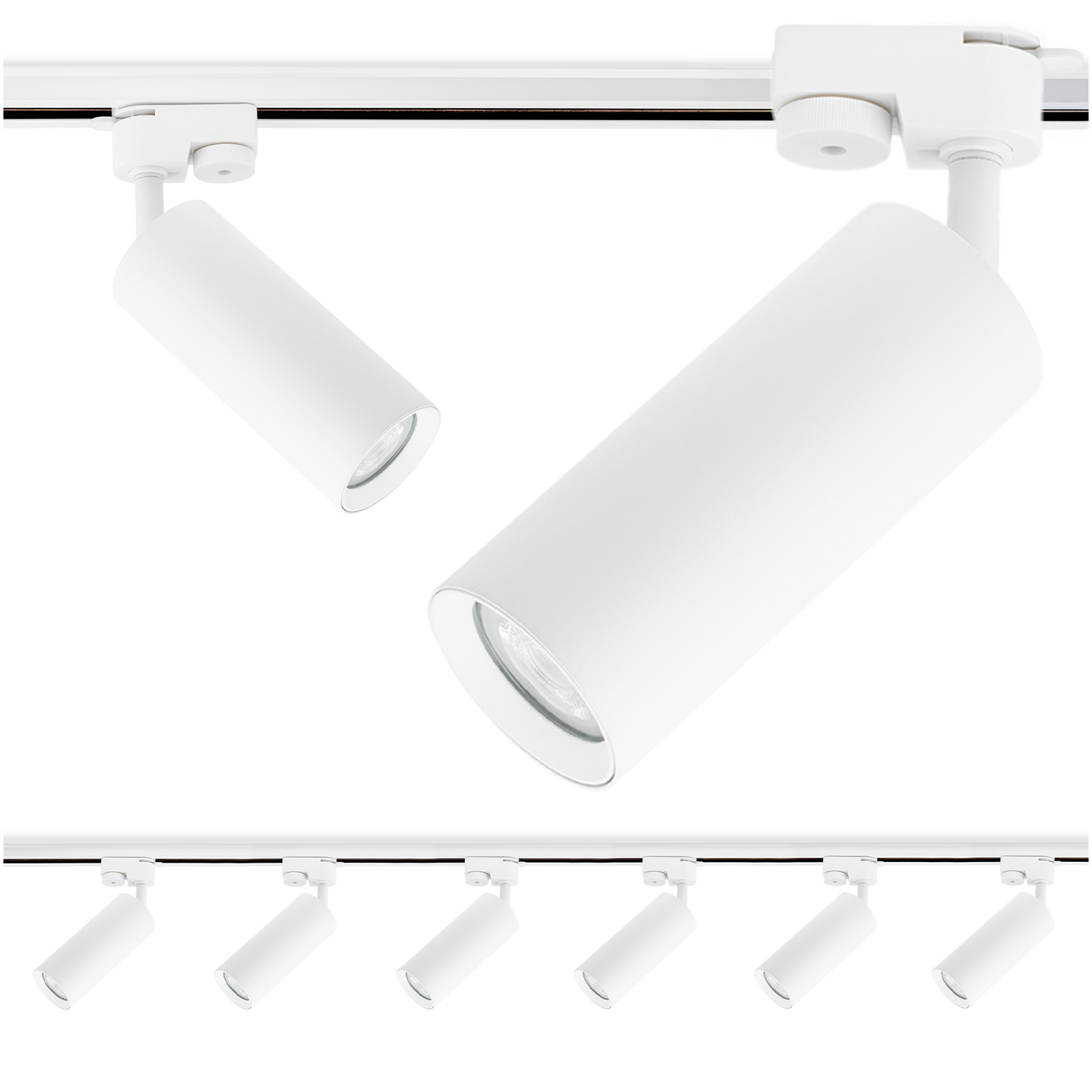 Zestaw Szyna Oświetleniowa Szynoprzewód 2m + 6x Reflektor Szynowy RITI GU10 Biały LUMILED - główne zdjęcie produktu