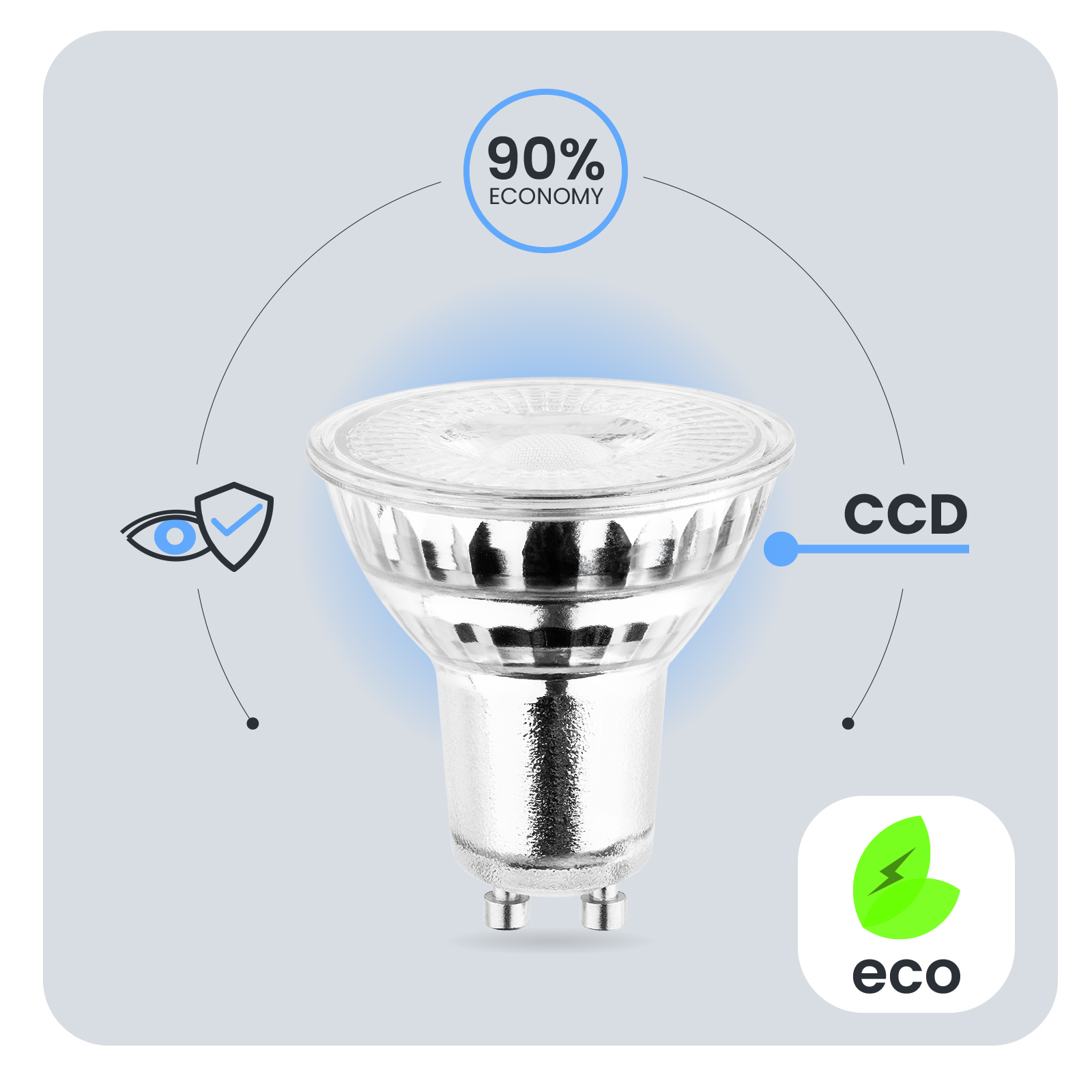 Żarówka LED GU10 Reflektor PAR16 6W = 50W 580lm 6500K Zimna 120° LUMILED - pierwsza cecha produktu