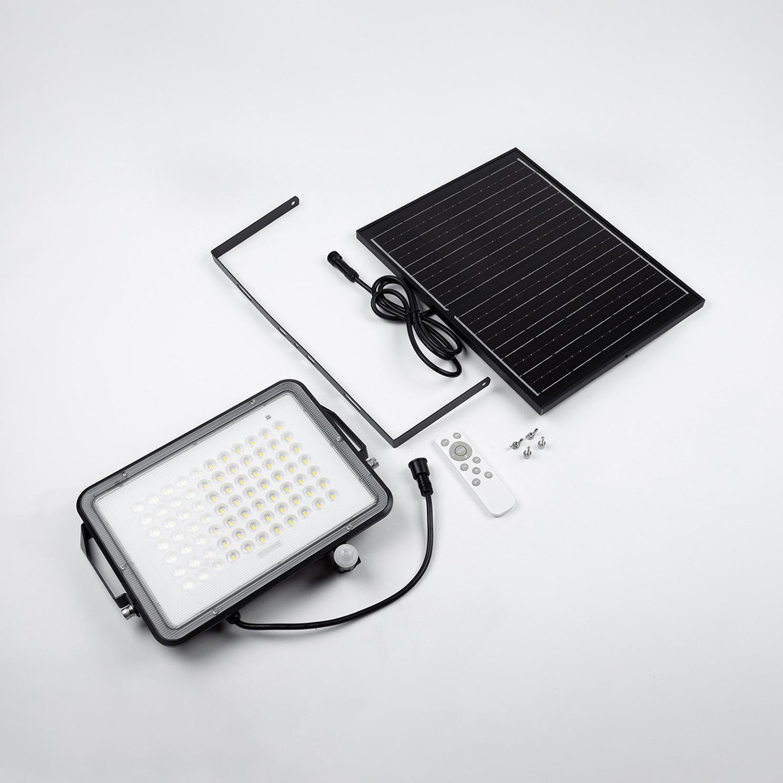 Naświetlacz Solarny LED Halogen 300W Lampa Ogrodowa 4000K IP65 Czujnik Ruchu PIR + Pilot FULGOR LUMILED - skład produktu