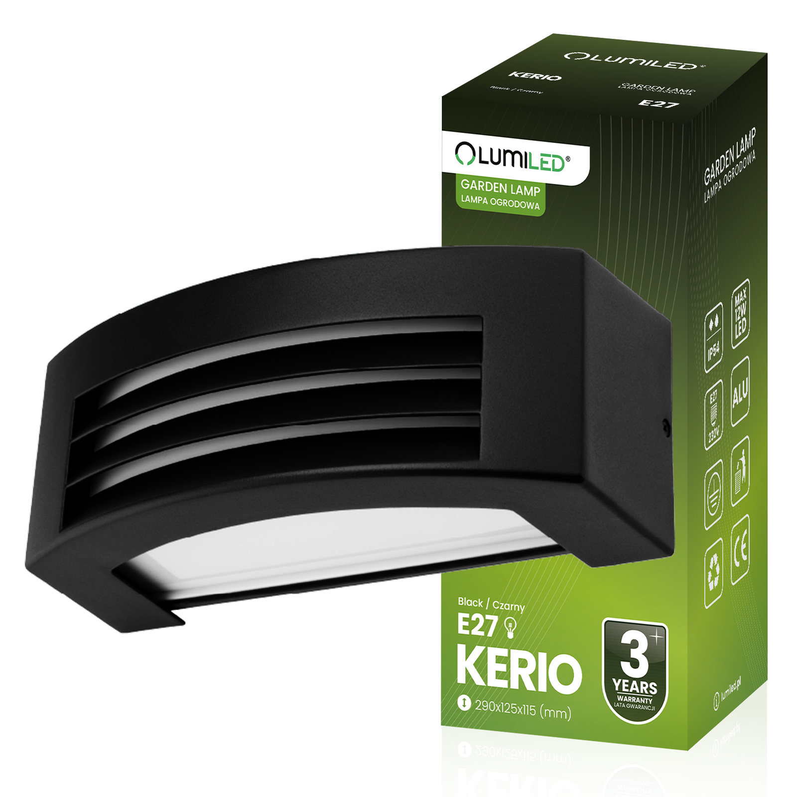Lampa Ogrodowa Zewnętrzna Kinkiet Elewacyjny E27 LED IP54 KERIO LUMILED - główne zdjęcie produktu