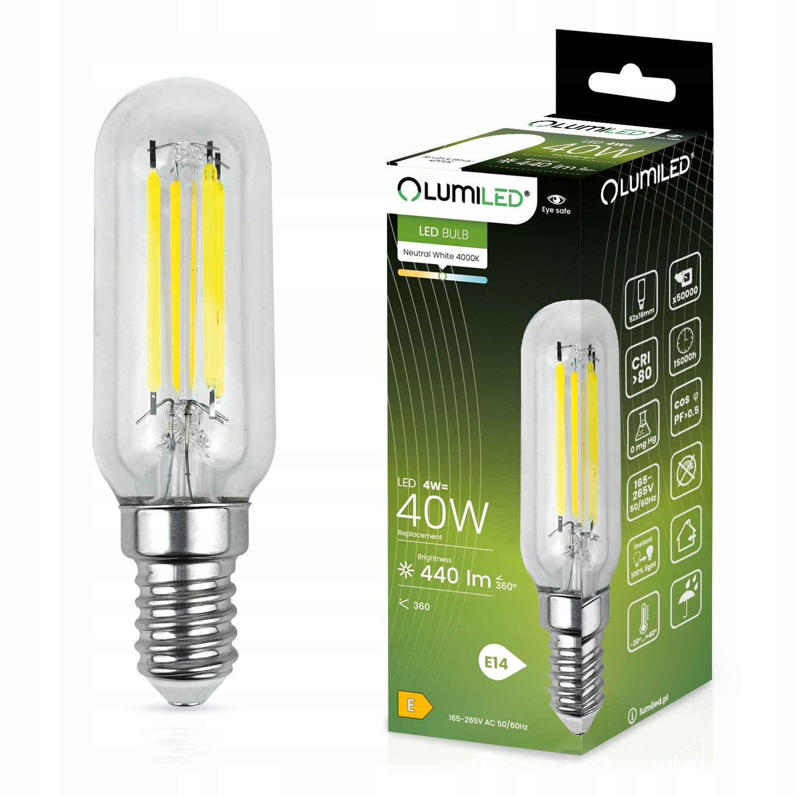 Żarówka LED E14 Edison ST26 4W = 40W 470lm 4000K Neutralna 360° FILAMENT LUMILED - główne zdjęcie produktu