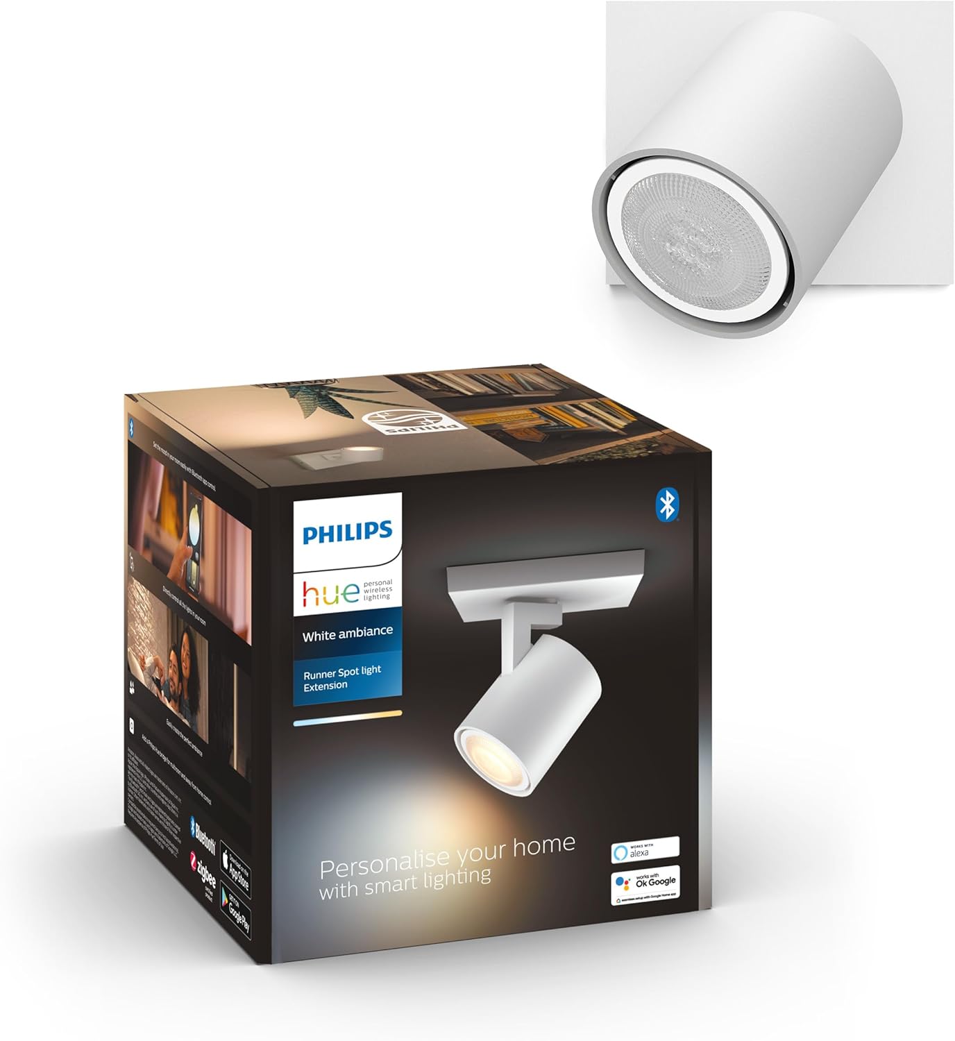 Lampa Ścienna Sufitowa LED Reflektor TUBA SPOT 4.2W 400lm IP20 White Ambiance TW Biała Inteligentna SMART Zigbee Bluetooth Runner Philips HUE - główne zdjęcie produktu