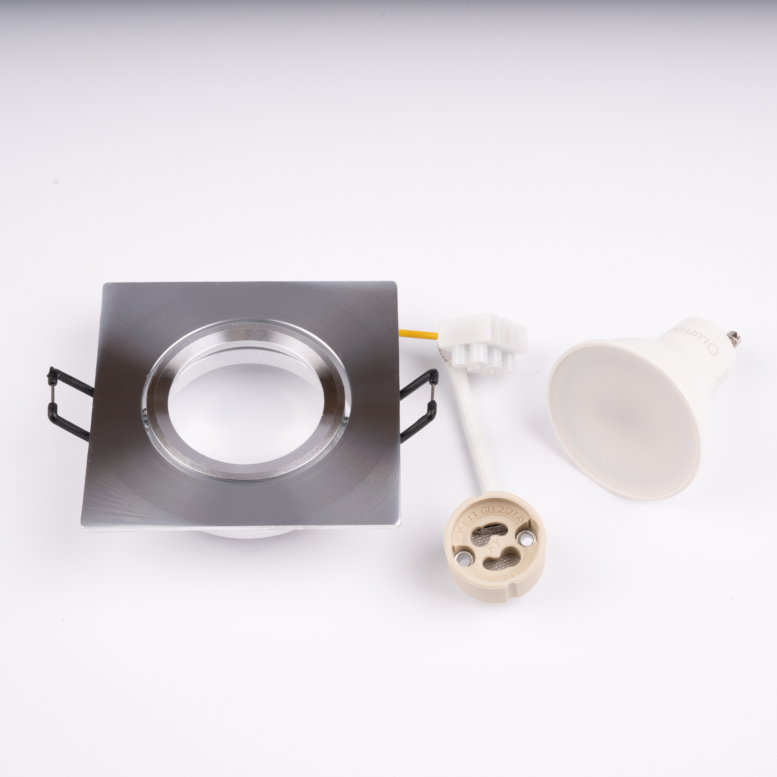 Oprawa Halogenowa Podtynkowa Kwadratowa Ruchoma TRIX 3w1 GU10 6W 3000K Srebrny LUMILED - druga cecha produktu