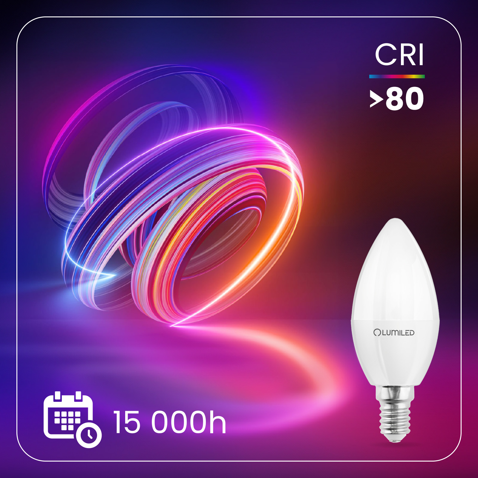 Żarówka LED E14 Świeczka B35 8W = 60W 880lm 6500K Zimna 180° LUMILED - druga cecha produktu