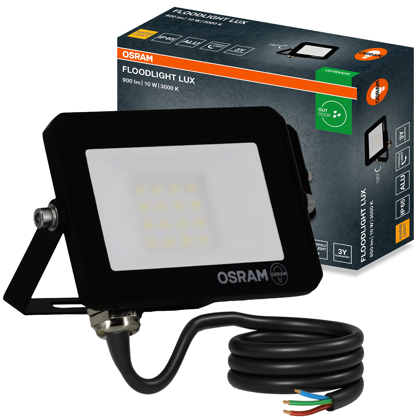 Naświetlacz LED Halogen Zewnętrzny Reflektor 10W 3000K 900lm IP65 FLOODLIGHT LUX OSRAM - główne zdjęcie produktu