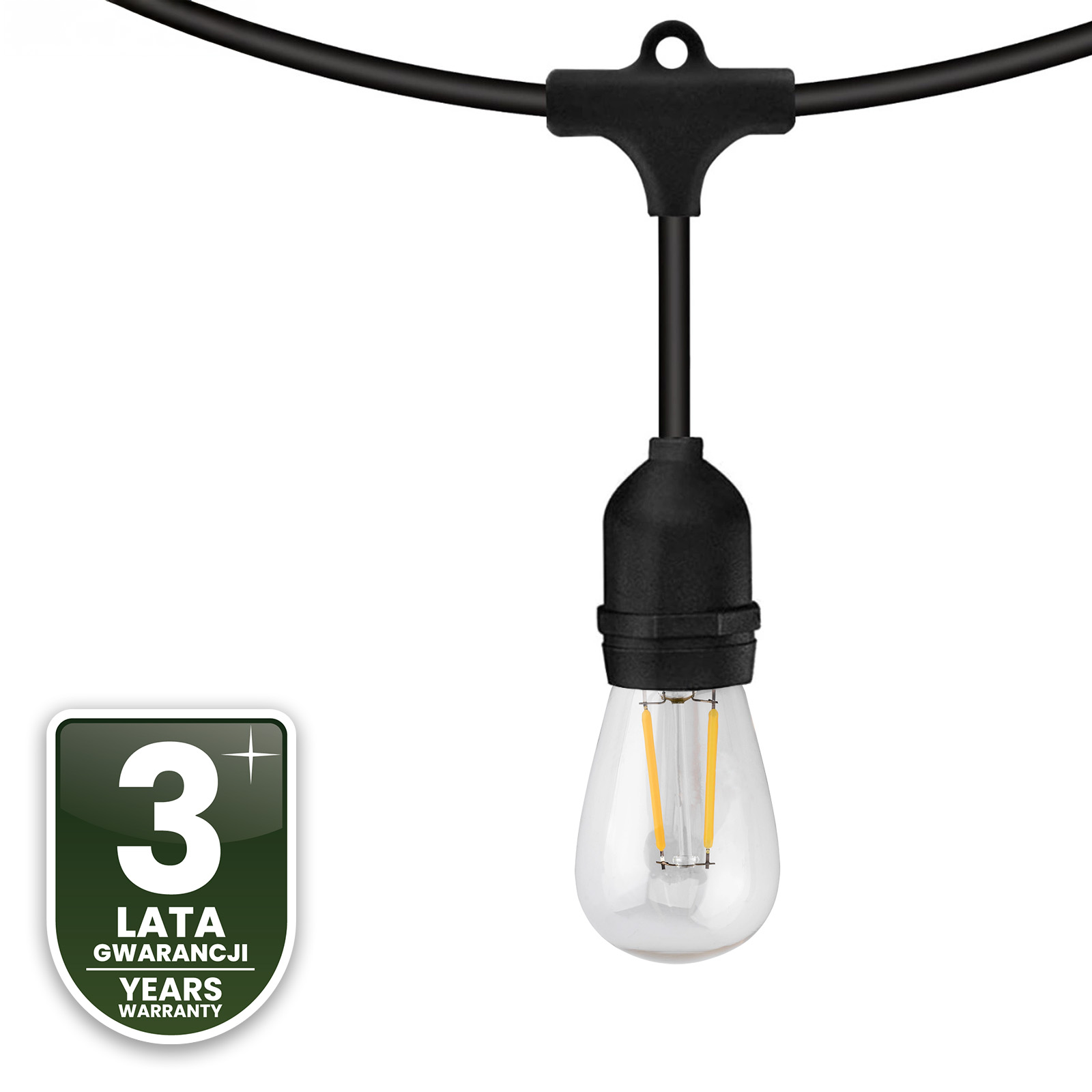 Girlanda Ogrodowa Zewnętrzna Łańcuch Świetlny 10m 10x E27 Żarówki 2W 3000K MALUS Lumiled - czwarta cecha produktu