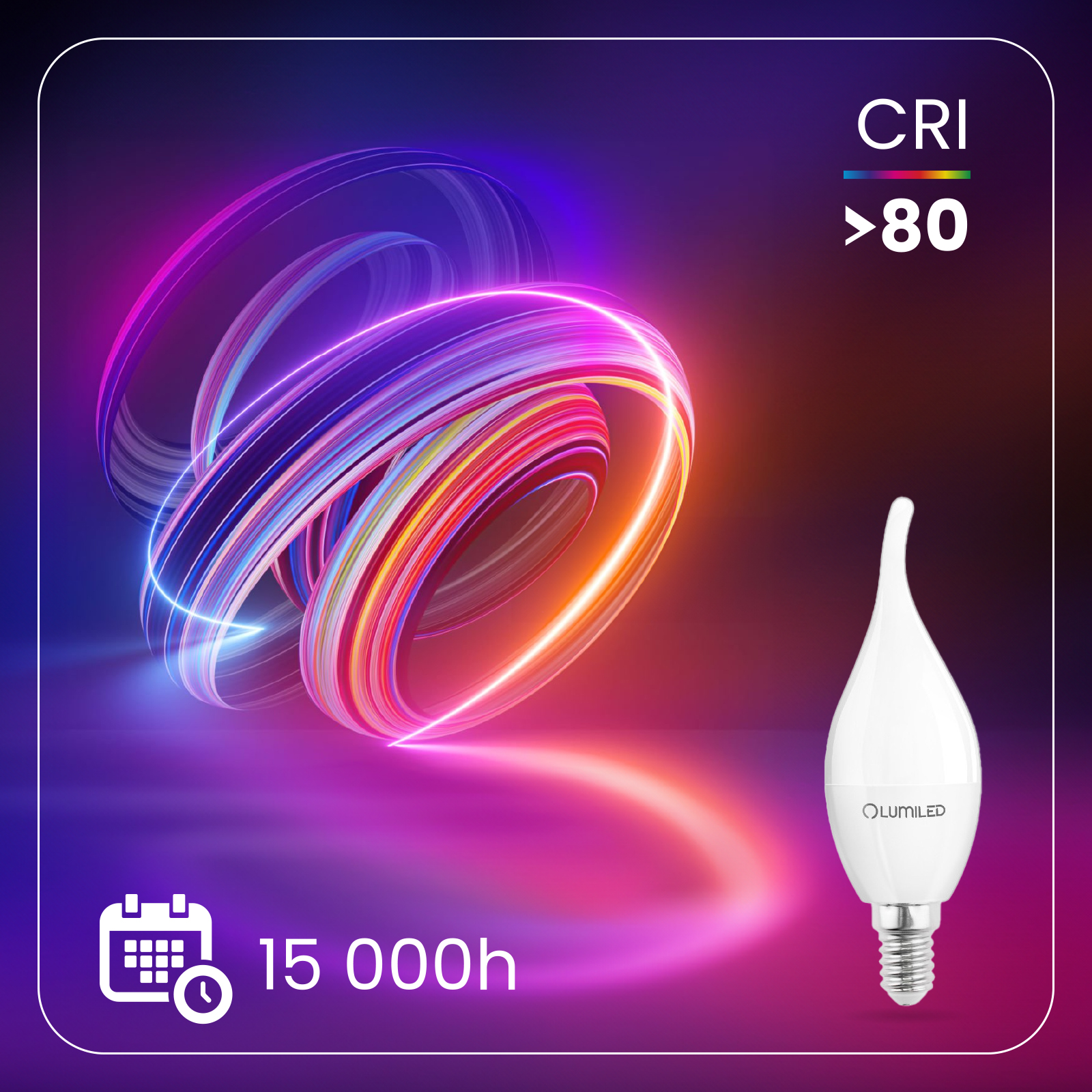 Żarówka LED E14 Świeczka BA35 8W = 60W 806lm 4000K Neutralna 180° LUMILED - druga cecha produktu