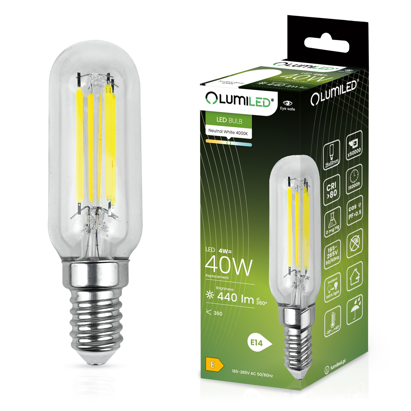 Żarówka LED E14 Edison ST26 4W = 40W 440lm 4000K Neutralna 360° FILAMENT LUMILED - główne zdjęcie produktu