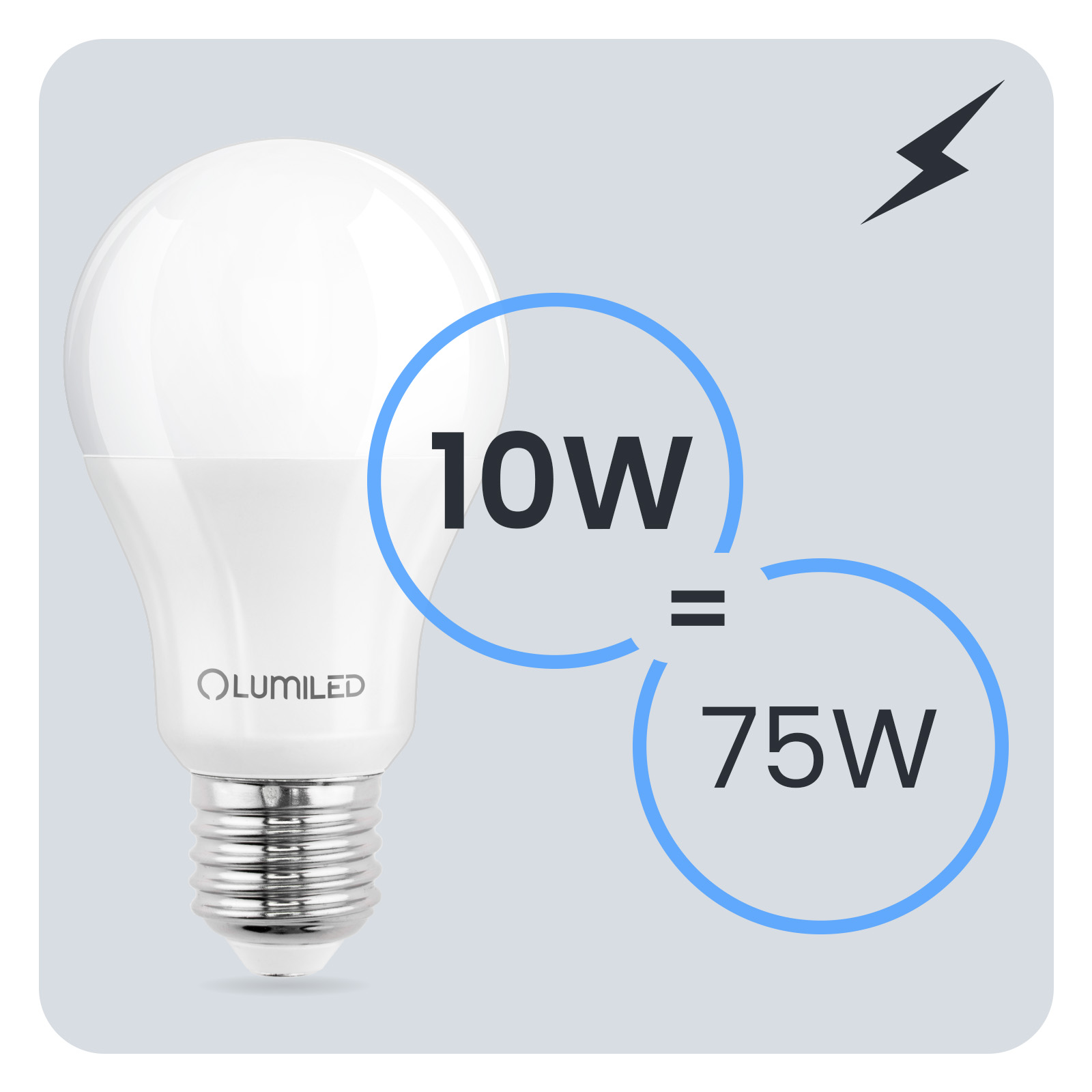 6x Żarówka LED E27 A60 10W = 75W 1100lm 6500K Zimna 260° LUMILED - trzecia cecha produktu