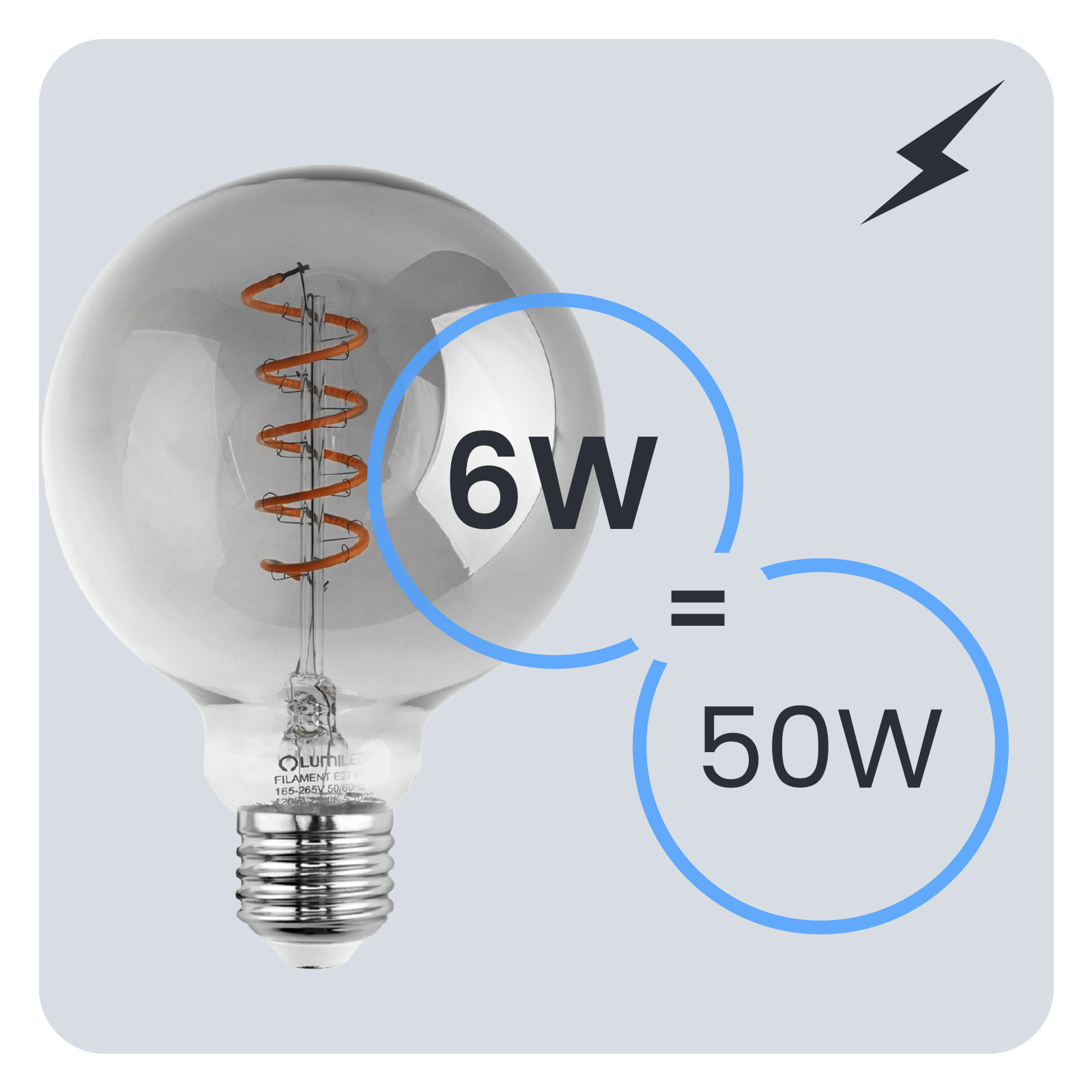Żarówka LED E27 Kula G95 6W = 50W 420lm 2200K Ciepła 360° DYMIONA FILAMENT LUMILED - trzecia cecha produktu