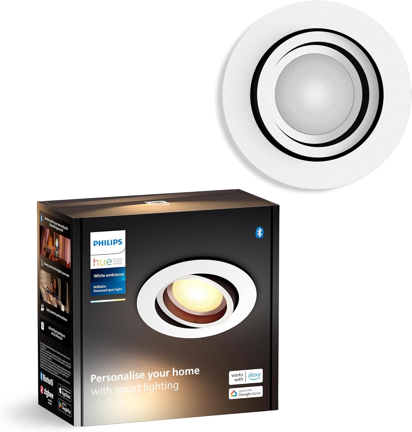 Oprawa Podtynkowa Wpuszczana LED 4.2W 400lm IP20 White Ambiance TW Biała Inteligentna SMART Zigbee Bluetooth Milliskin Philips HUE - główne zdjęcie produktu