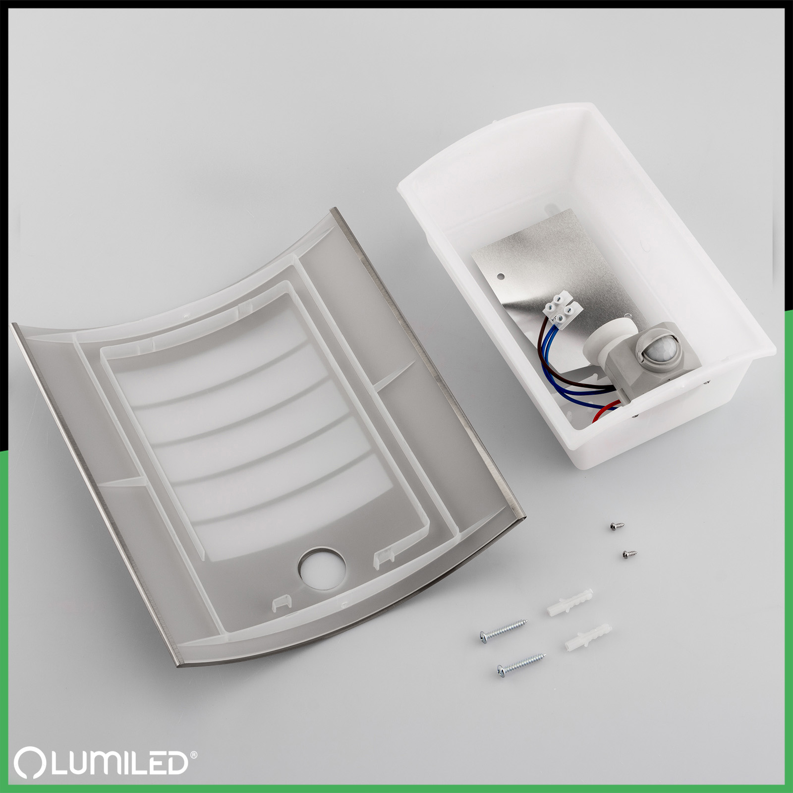 Kinkiet Ogrodowy Elewacyjny Lampa Zewnętrzna E27 NIGELLA z Czujnikiem Ruchu i Zmierzchu - skład produktu