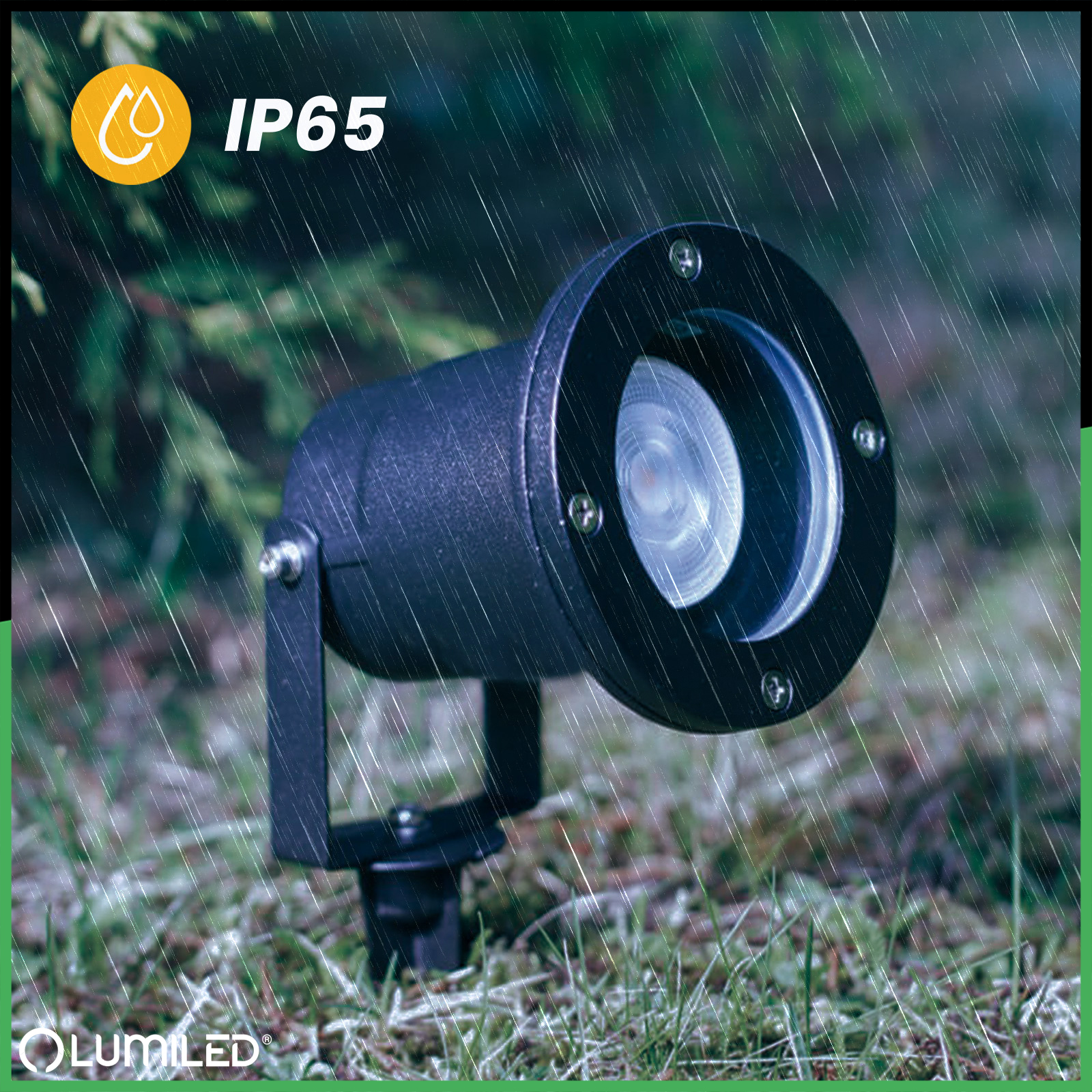 Lampa Ogrodowa Wbijana LED GU10 IP65 WODOSZCZELNA Czarna z Przewodem 1m HORTI LUMILED - druga cecha produktu