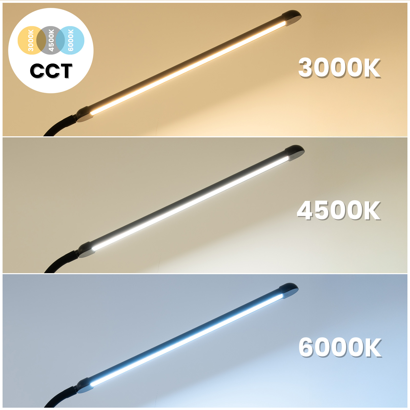Lampa Stojąca Podłogowa Stołowa LED 14W CCT Ściemnialna z Regulacją Wysokości LONGA 2 Czarna LUMILED - pierwsza cecha produktu