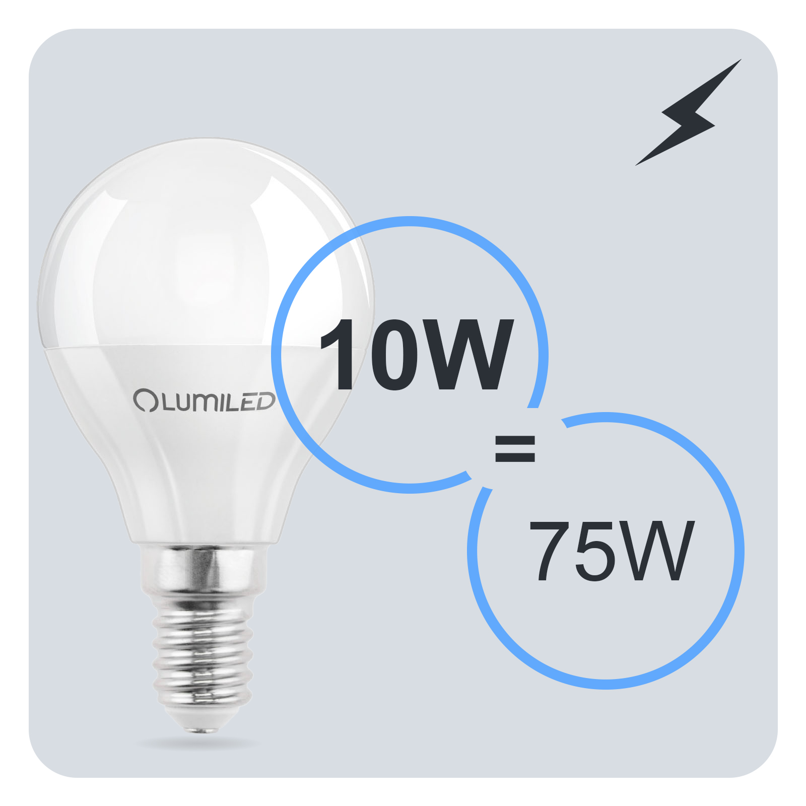 Żarówka LED E14 Kulka P45 10W = 75W 1100lm 6500K Zimna 180° LUMILED - trzecia cecha produktu