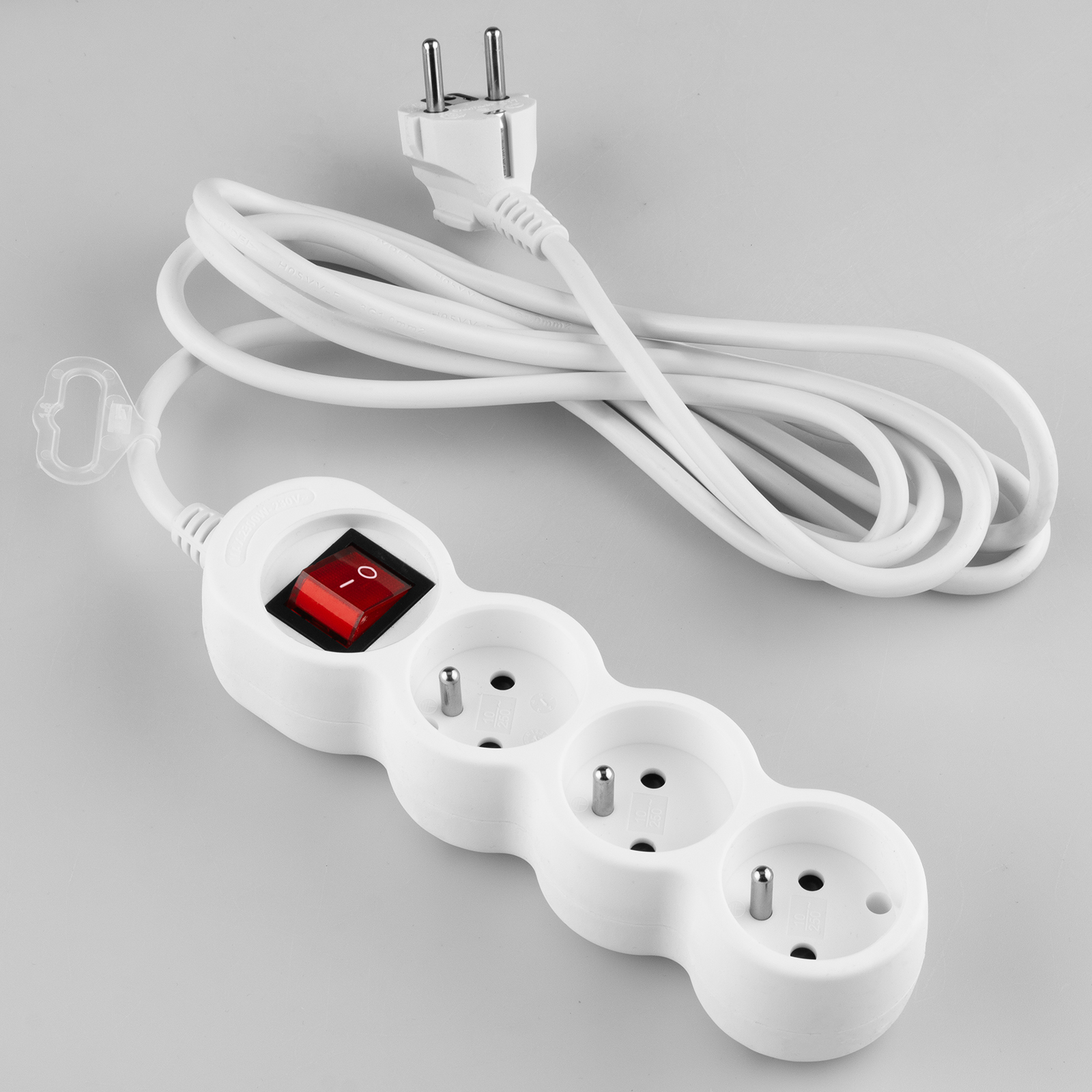 Przedłużacz Sieciowy Kabel z Uziemieniem Listwa Zasilająca 3 Gniazda 3m Włącznik ON/OFF Biały Sznur Lendo Lumiled - skład produktu