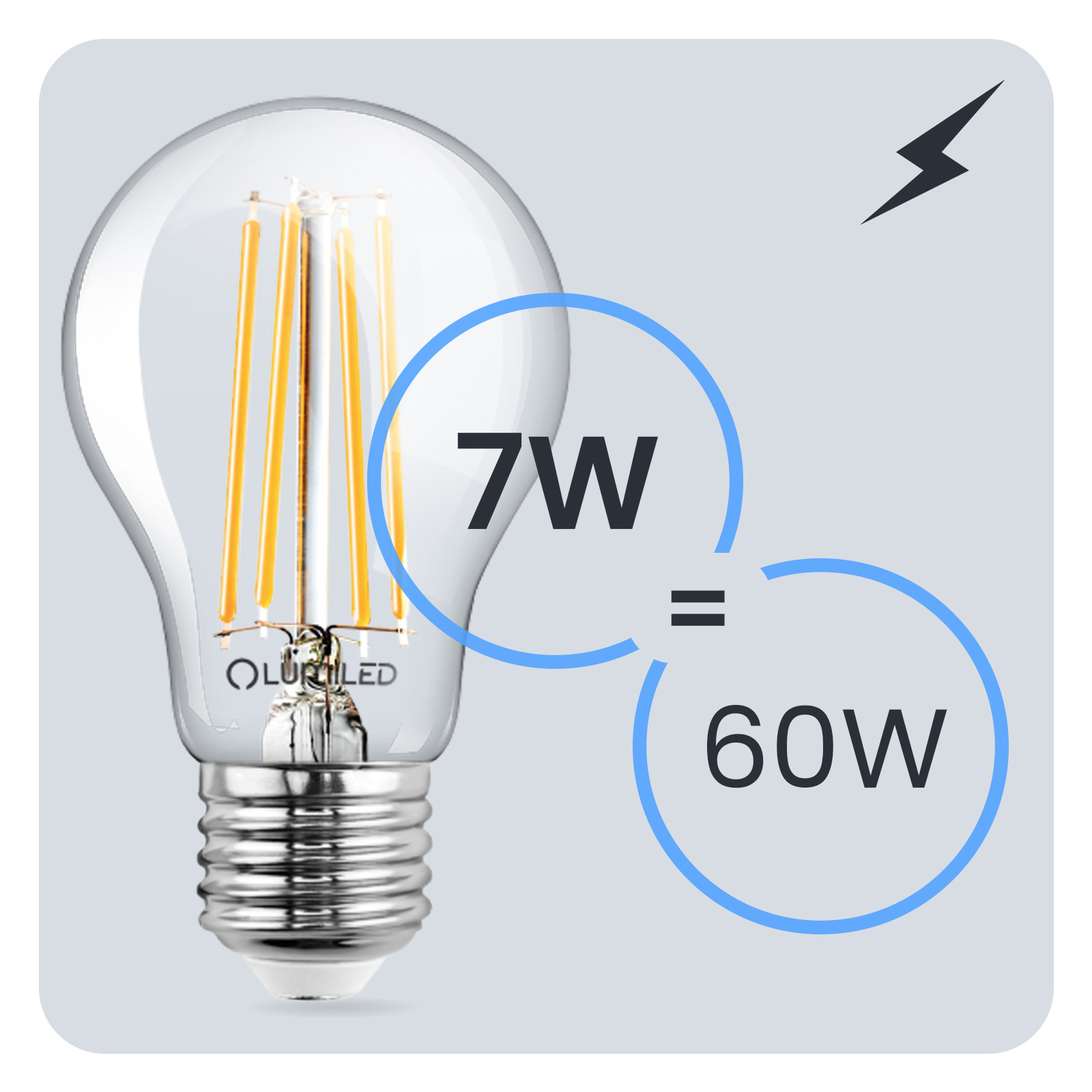 6x Żarówka LED E27 A60 7W = 60W 810lm 4000K Neutralna 360° FILAMENT LUMILED - trzecia cecha produktu