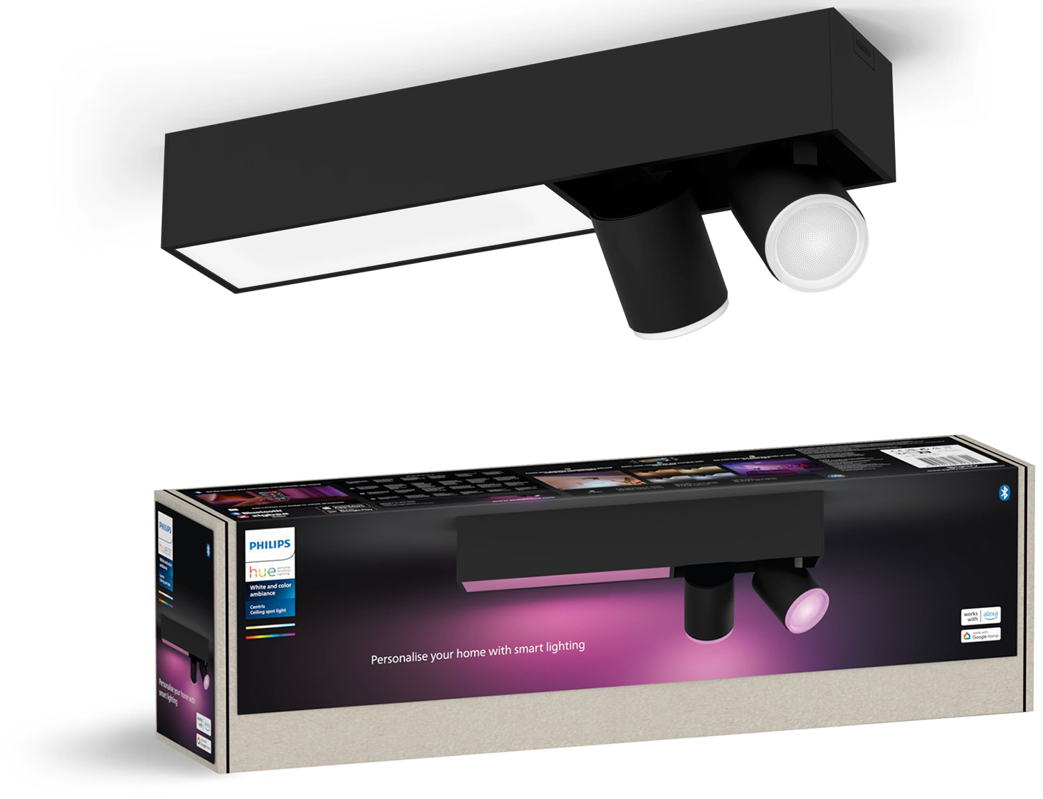 Lampa Sufitowa LED Reflektor 19.4W 1630lm IP20 White and Color Ambiance RGB + TW Czarna Inteligentna SMART Zigbee Bluetooth Centris Philips HUE - główne zdjęcie produktu