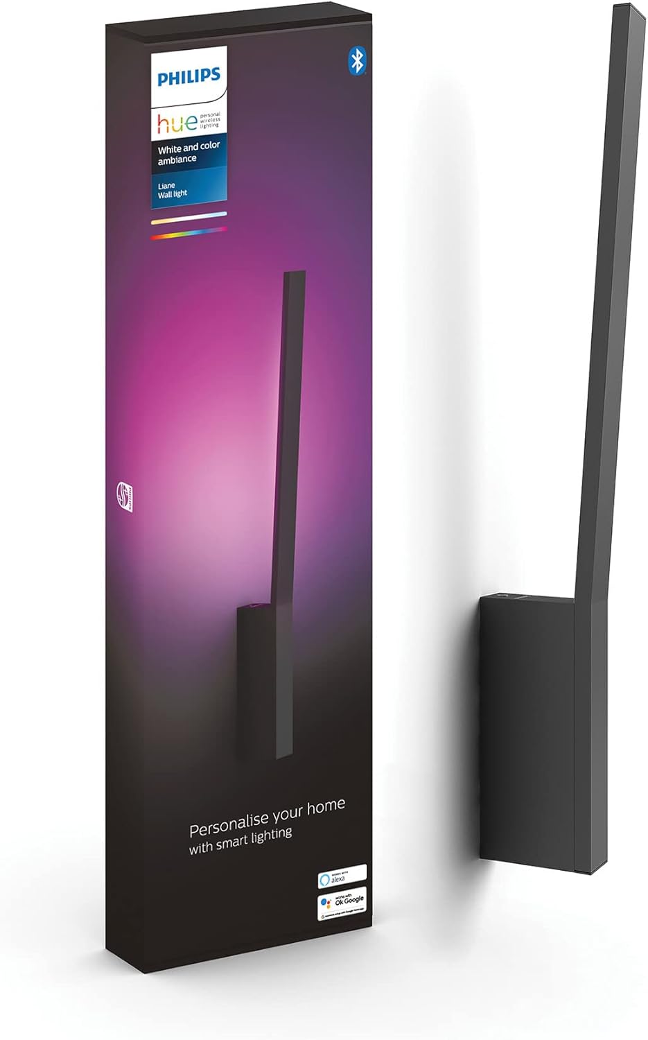 Lampa Ścienna Kinkiet LED 12.2W 850lm IP20 White and Color Ambiance RGB + TW Czarna Inteligentna SMART Zigbee Bluetooth Liane Philips HUE - główne zdjęcie produktu