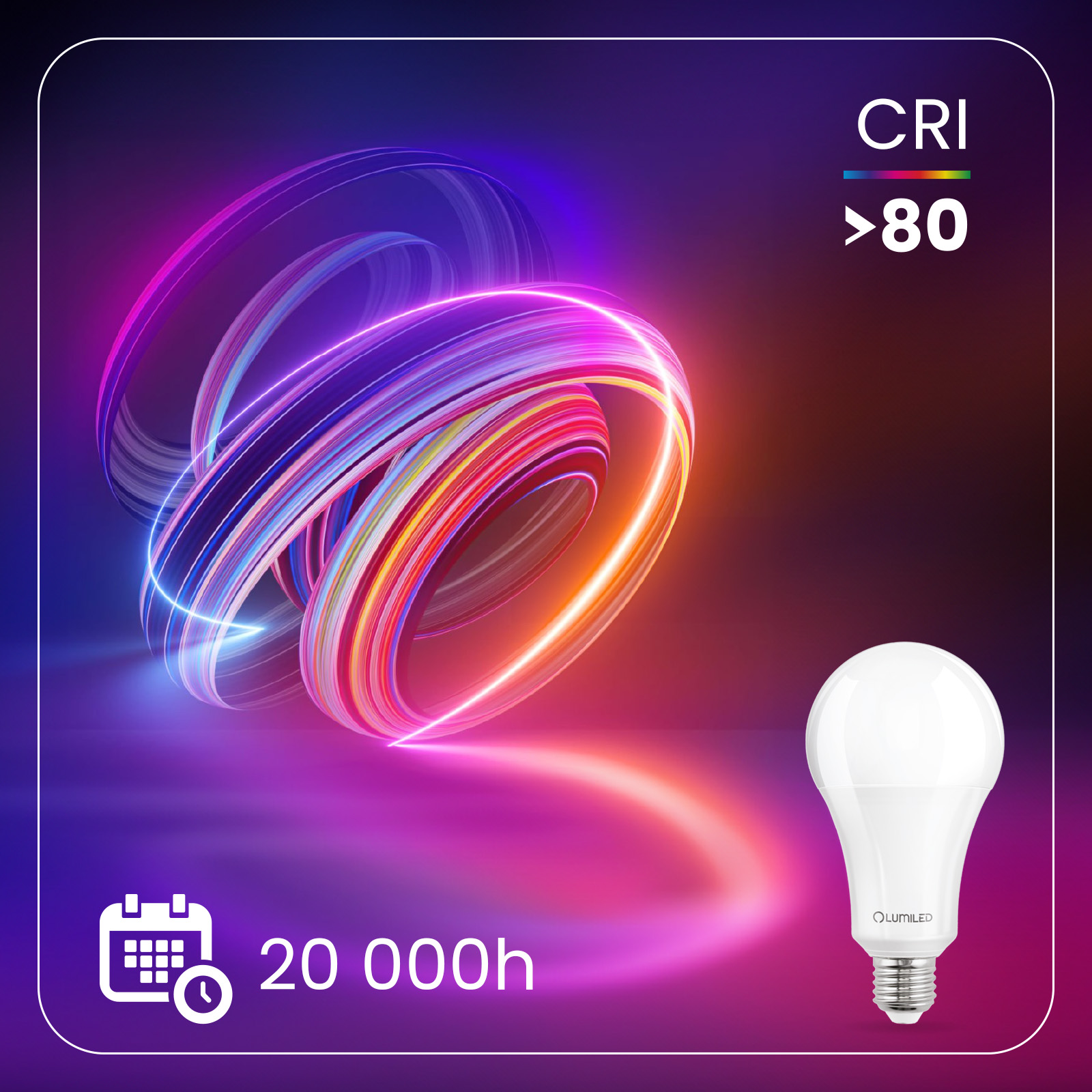 6x Żarówka LED E27 A70 18W = 150W 2430lm 6500K Zimna 260° LUMILED - druga cecha produktu