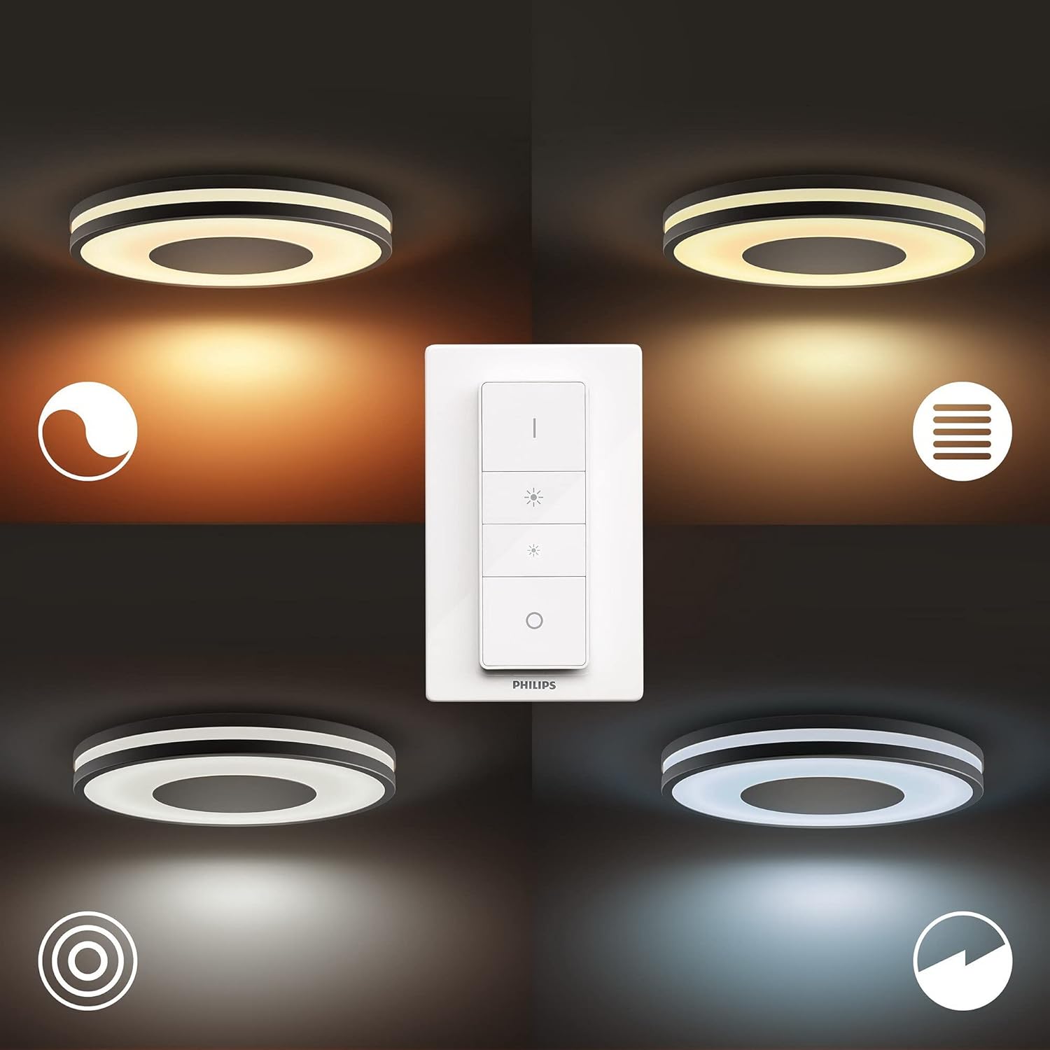 Plafon LED Lampa Sufitowa Natynkowa 22.5W 2500lm IP20 White Ambiance TW Czarna 34.8cm Inteligentna SMART Zigbee Bluetooth Being Philips HUE - druga cecha produktu