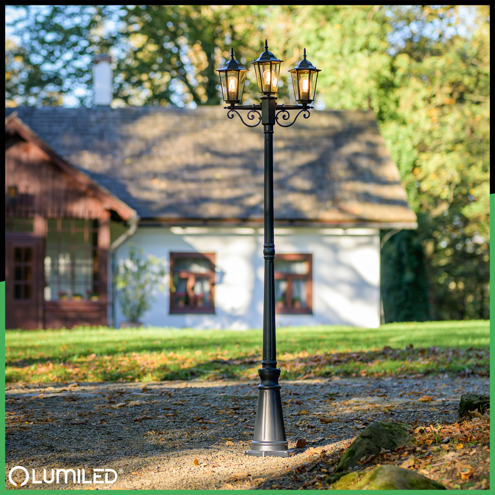 Lampa Ogrodowa Zewnętrzna 3xE27 SŁUPEK LATARNIA 2m Czarna BELLIS LUMILED - obszar zastosowań