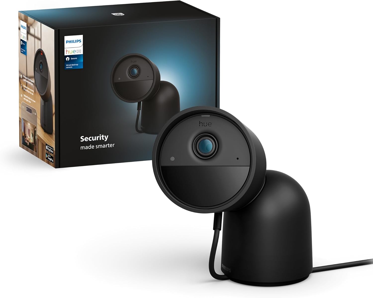 Kamera Przewodowa Wewnętrzna IP 1080p Full HD CMOS Czarna Zigbee WiFi SMART Security Camera Secure Philips HUE - główne zdjęcie produktu