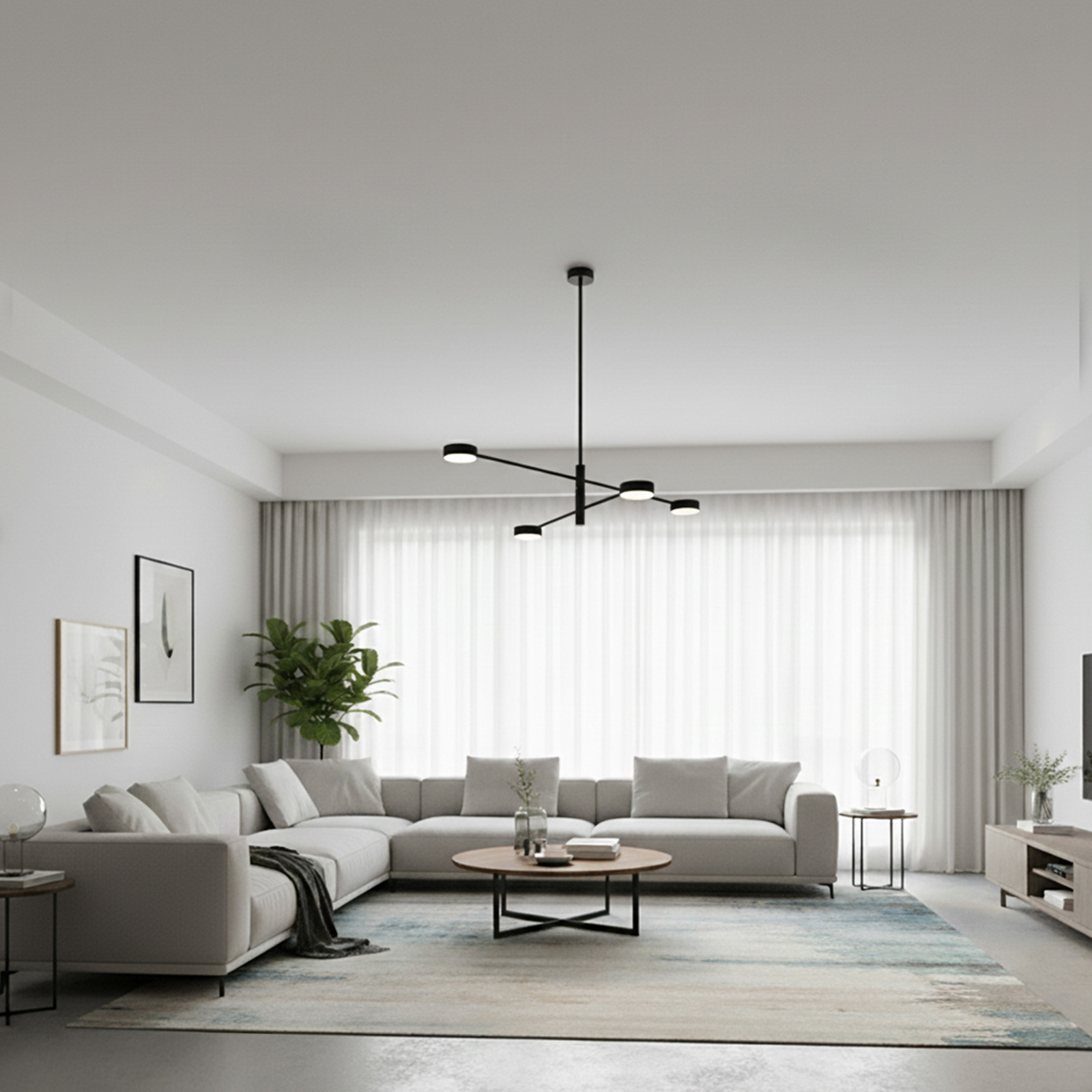 Lampa Sufitowa Wisząca LED 4x GX53 Żyrandol Reflektor Czarna OVILO LUMILED - obszar zastosowań