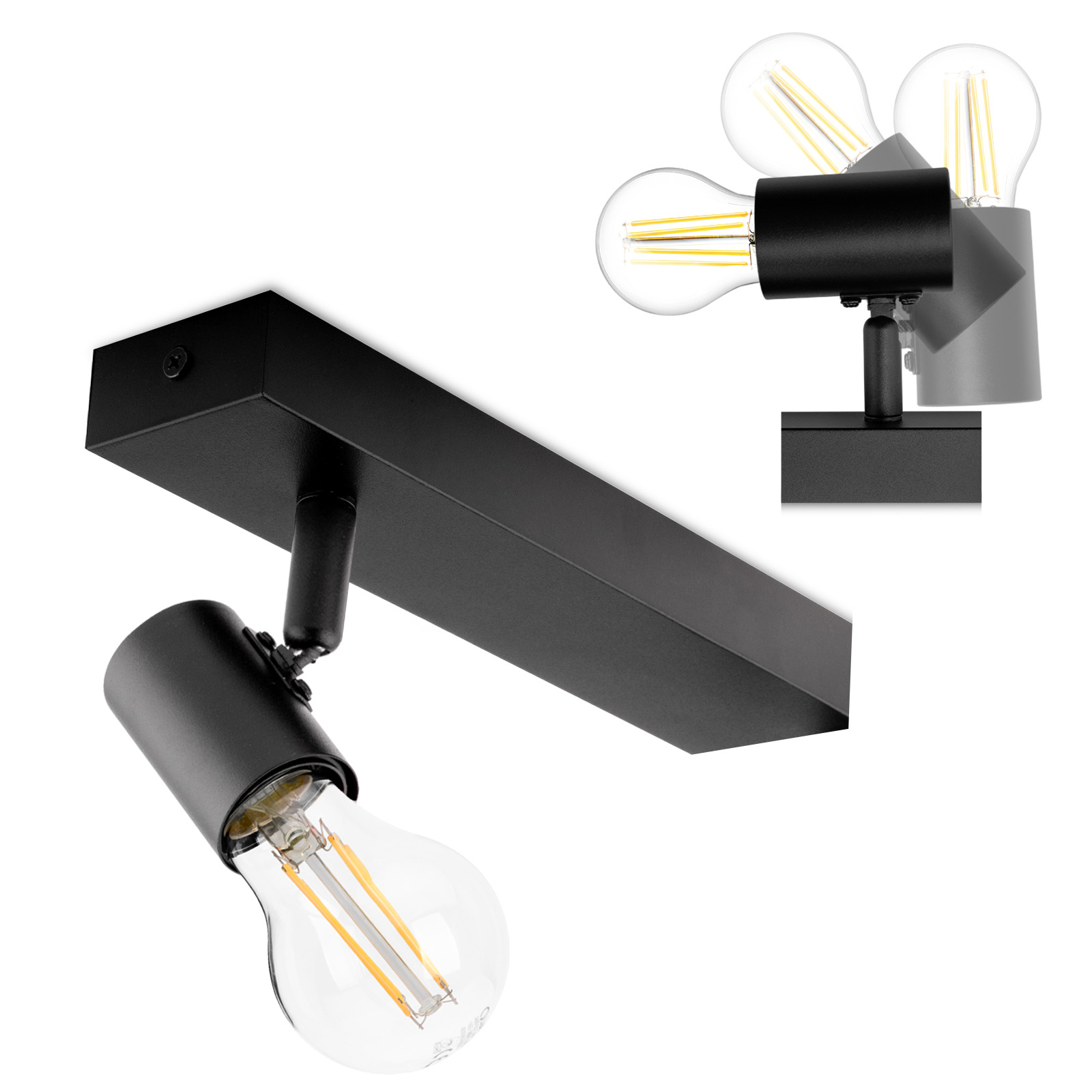 Lampa Ścienna Reflektor LED Sufitowa Ruchoma Kinkiet Spot E27 GLASA Czarna Lumiled - główne zdjęcie produktu