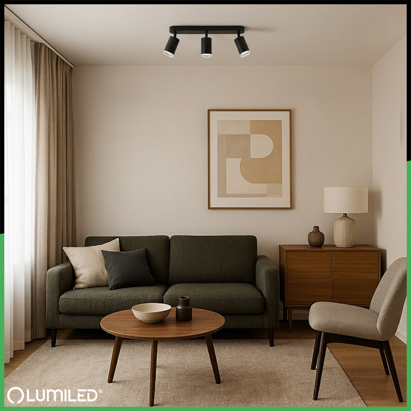 Lampa Sufitowa Reflektor LED Spot 3x GU10 IP44 ADERO Czarna Lumiled - obszar zastosowań