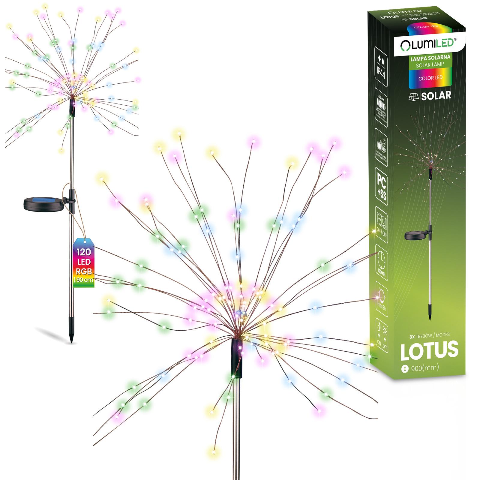 Lampa Solarna Ogrodowa LED LOTUS Wbijana Dekoracyjna Dmuchawiec Fajerwerki RGB LUMILED - główne zdjęcie produktu