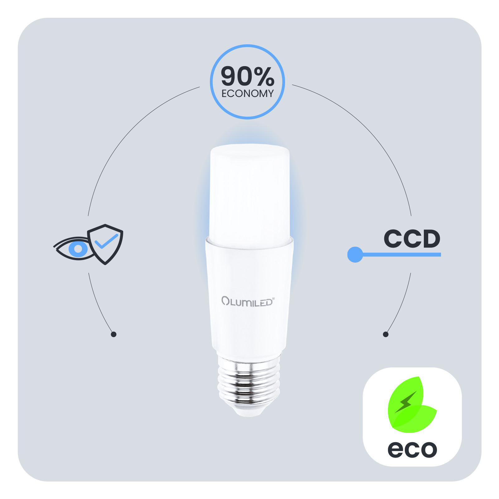 Żarówka LED E27 Tubularna T45 13W = 100W 1521lm 3000K Ciepła 200° LUMILED - pierwsza cecha produktu