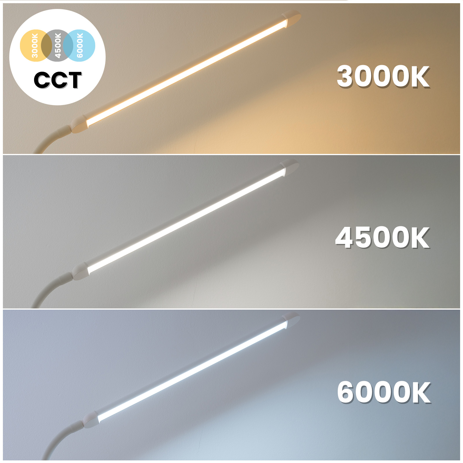 Lampa Stojąca Podłogowa Stołowa LED 14W CCT Ściemnialna z Regulacją Wysokości LONGA 2 Biała LUMILED - pierwsza cecha produktu