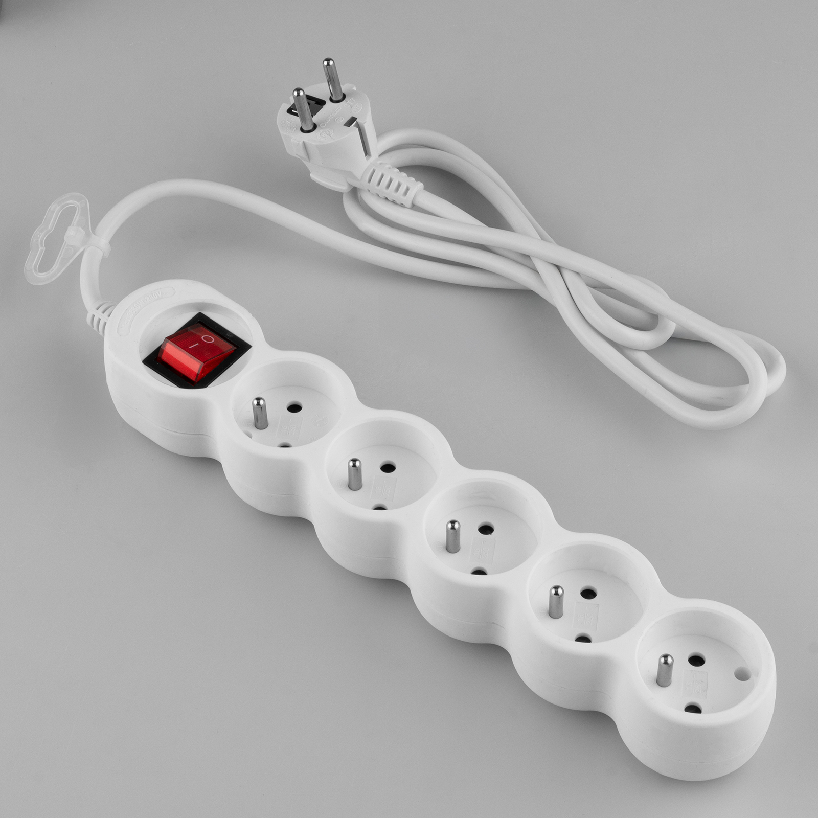 Przedłużacz Sieciowy Kabel z Uziemieniem Listwa Zasilająca 5 Gniazda 1.5m Włącznik ON/OFF Biały Sznur Lendo Lumiled - skład produktu