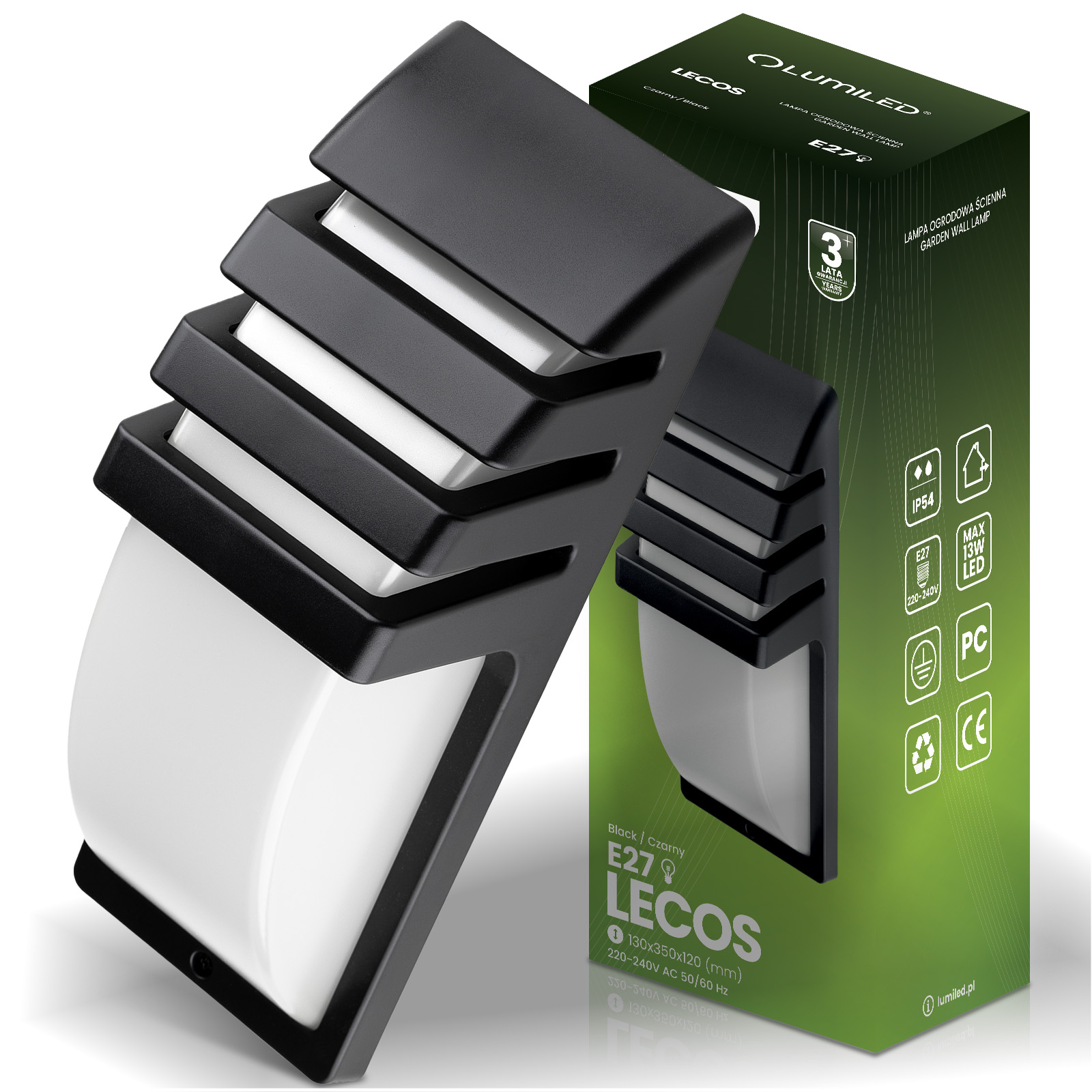 Lampa Ogrodowa Kinkiet Elewacyjny E27 LED 35cm LECOS LUMILED - główne zdjęcie produktu