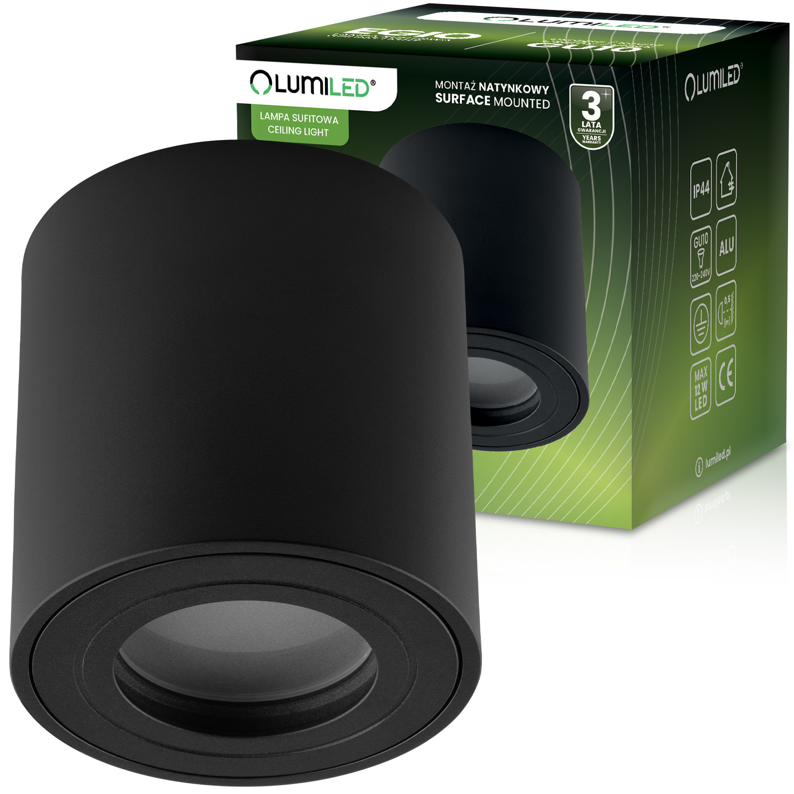 Oprawa Natynkowa HALOGENOWA Spot Tuba Lampa Sufitowa EGIO GU10 Okrągła Czarna LUMILED - główne zdjęcie produktu