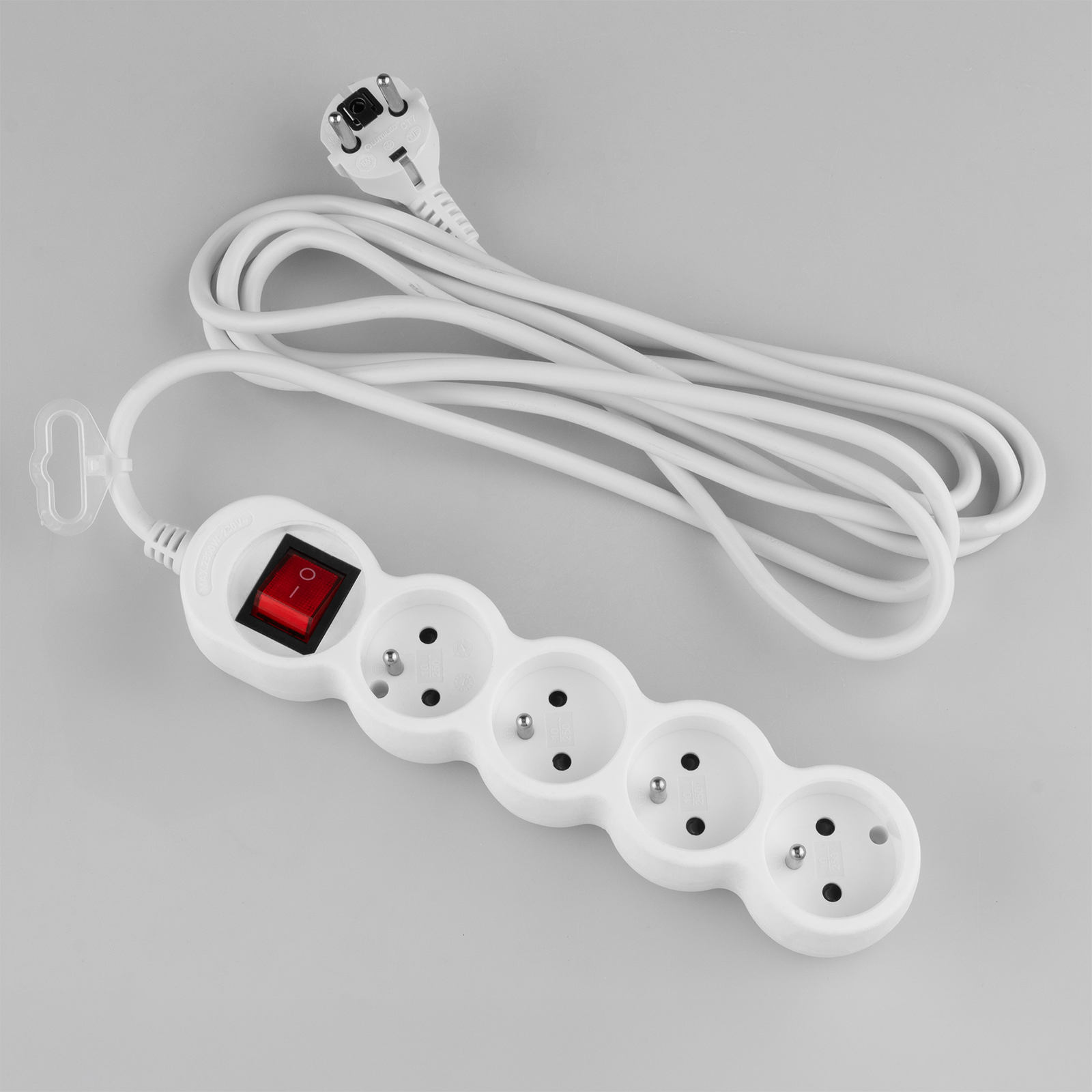 Przedłużacz Sieciowy Kabel z Uziemieniem Listwa Zasilająca 4 Gniazda 3m Włącznik ON/OFF Biały Sznur Lendo Lumiled - skład produktu