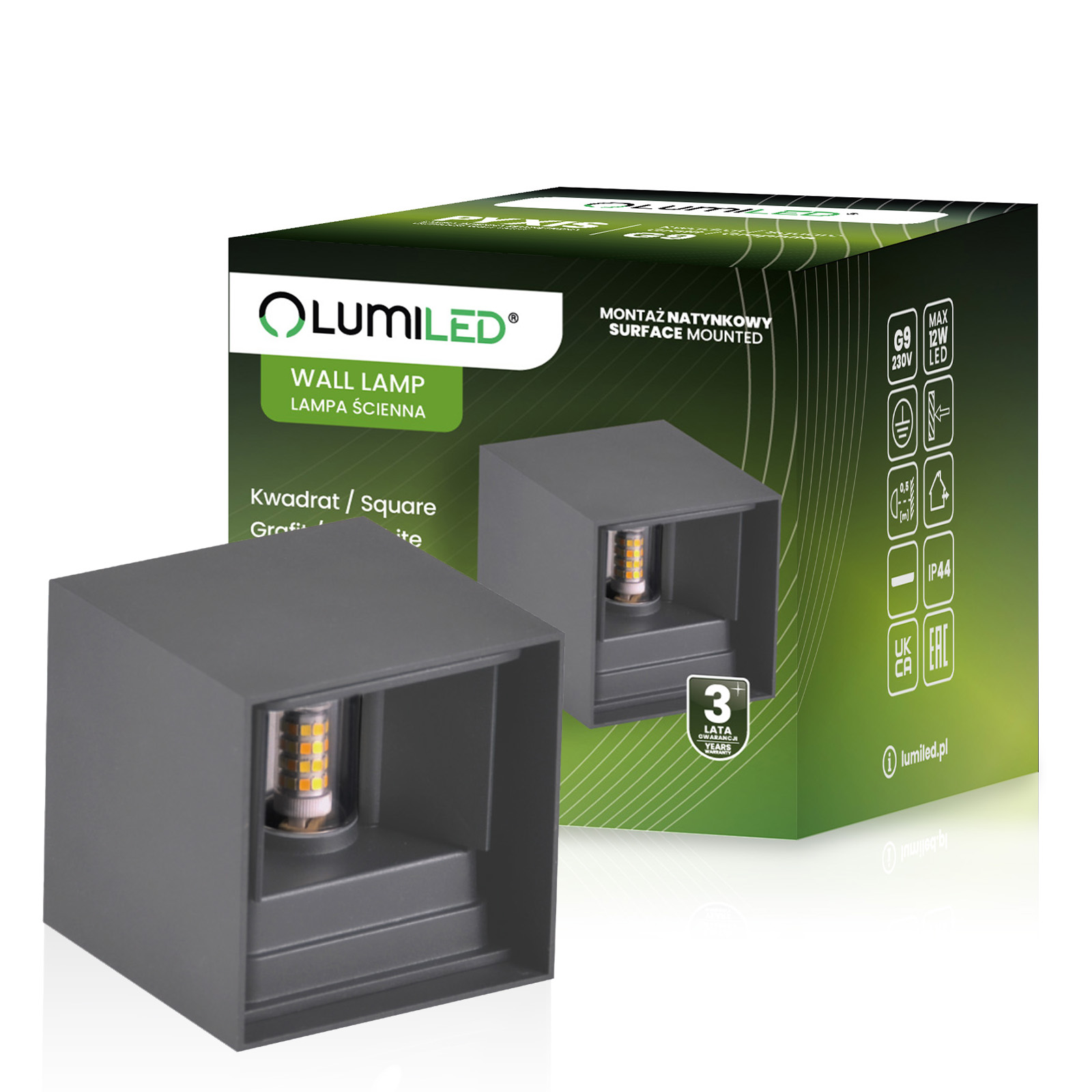 Kinkiet Ogrodowy Elewacyjny LED G9 Regulowany Góra Dół Grafit PYXIS LUMILED - główne zdjęcie produktu